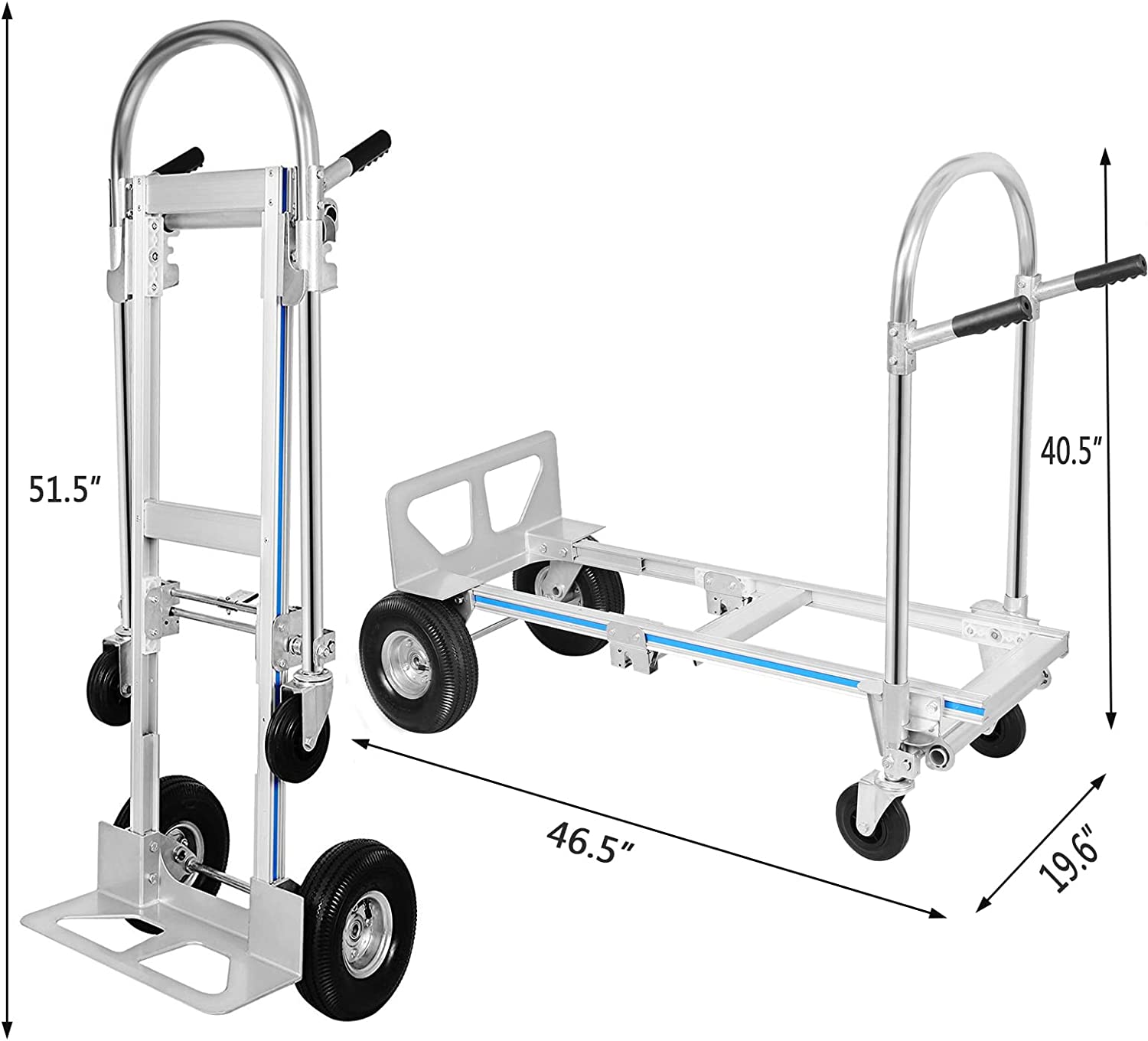 PRIBCHO Heavy Duty Aluminum Hand Truck Stair Climber, Convertible Hand Truck Dolly,770 LBS