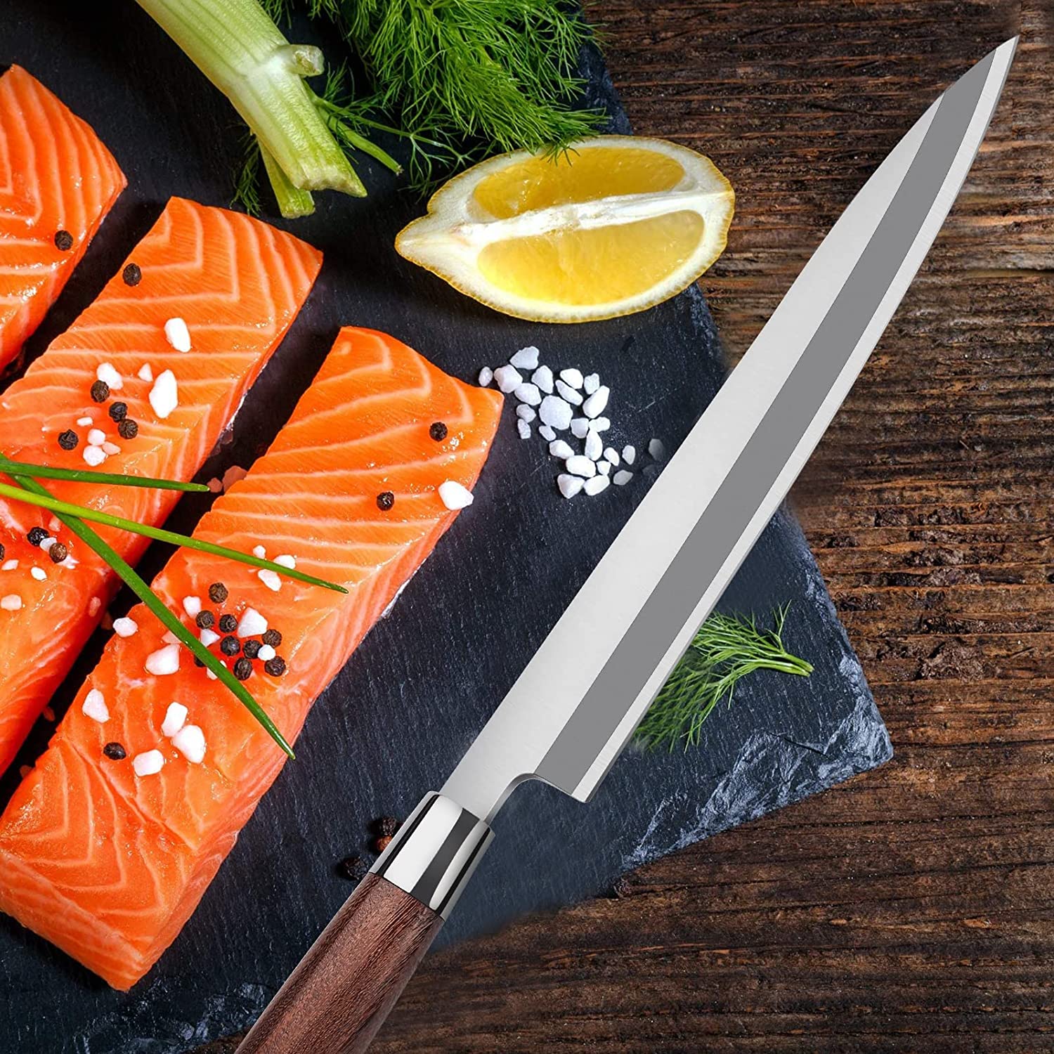 TIVOLI Sashimi Knife 10.5" Yanagiba Single Bevel Sushi Knife Japanese