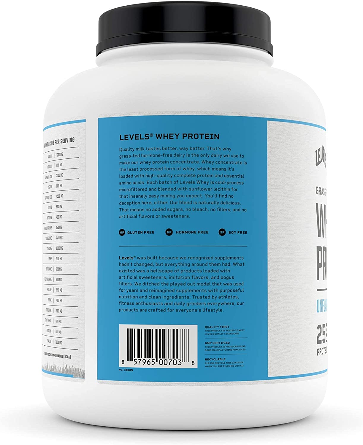 Levels Grass Fed 100 Whey Protein, No GMOs, Strawberry, 5LB The Tea