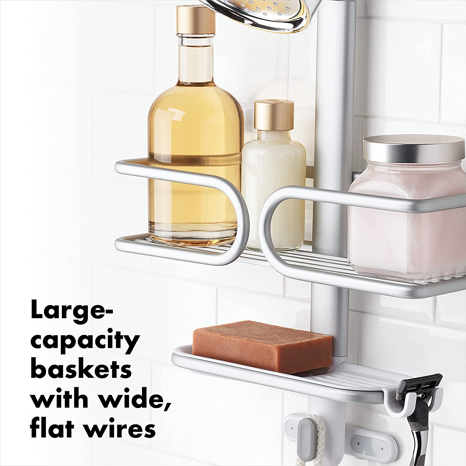 OXO Good Grips 3Tier Aluminum Shower Caddy The Tea Scape