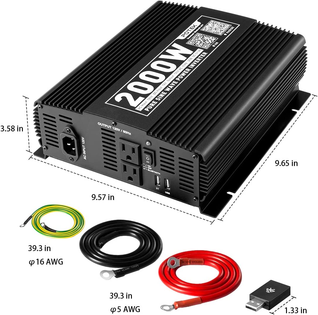 Potek W Power Inverter Dual Ac Outlets V Dc To V Ac Car