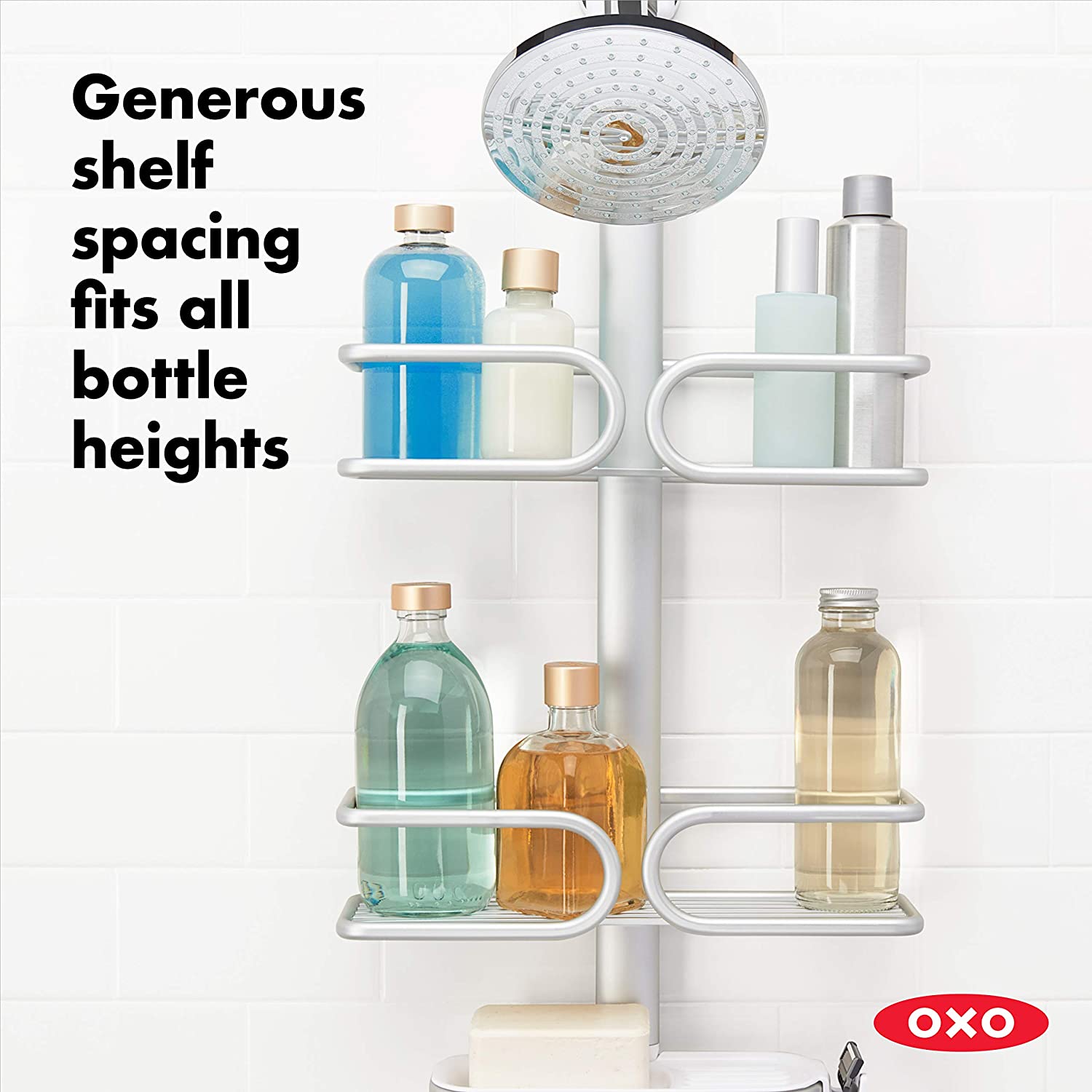 OXO Good Grips 3Tier Aluminum Shower Caddy The Tea Scape