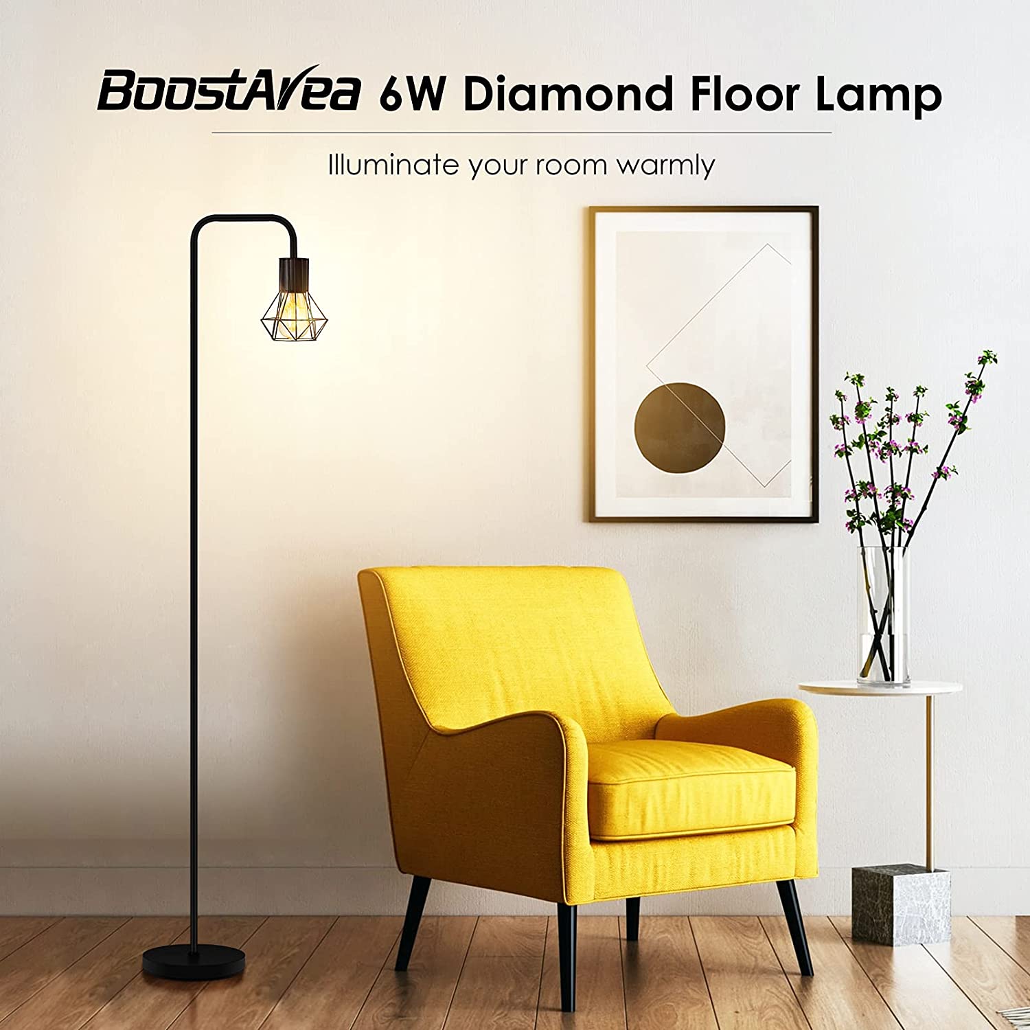 BoostArea Floor lamp, Industrial Floor Lamp, Standing Lamp with 6W LED