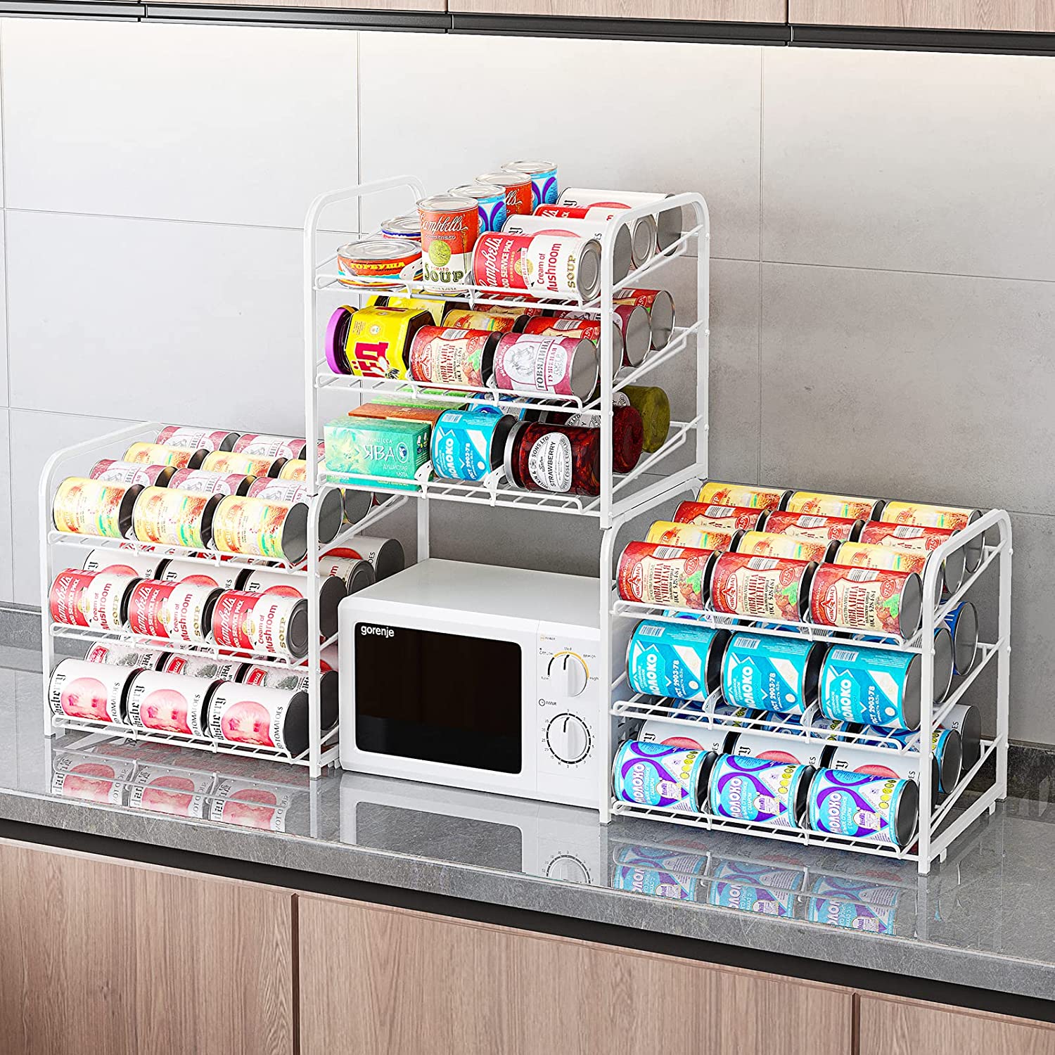 AIYAKA 3 Tier Stackable Can Rack Organizer,for food storage,kitchen