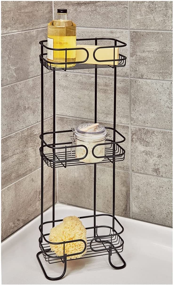 iDesign Neo Bathroom Shelf Caddy, Three Shelves, Shower, Matte Black