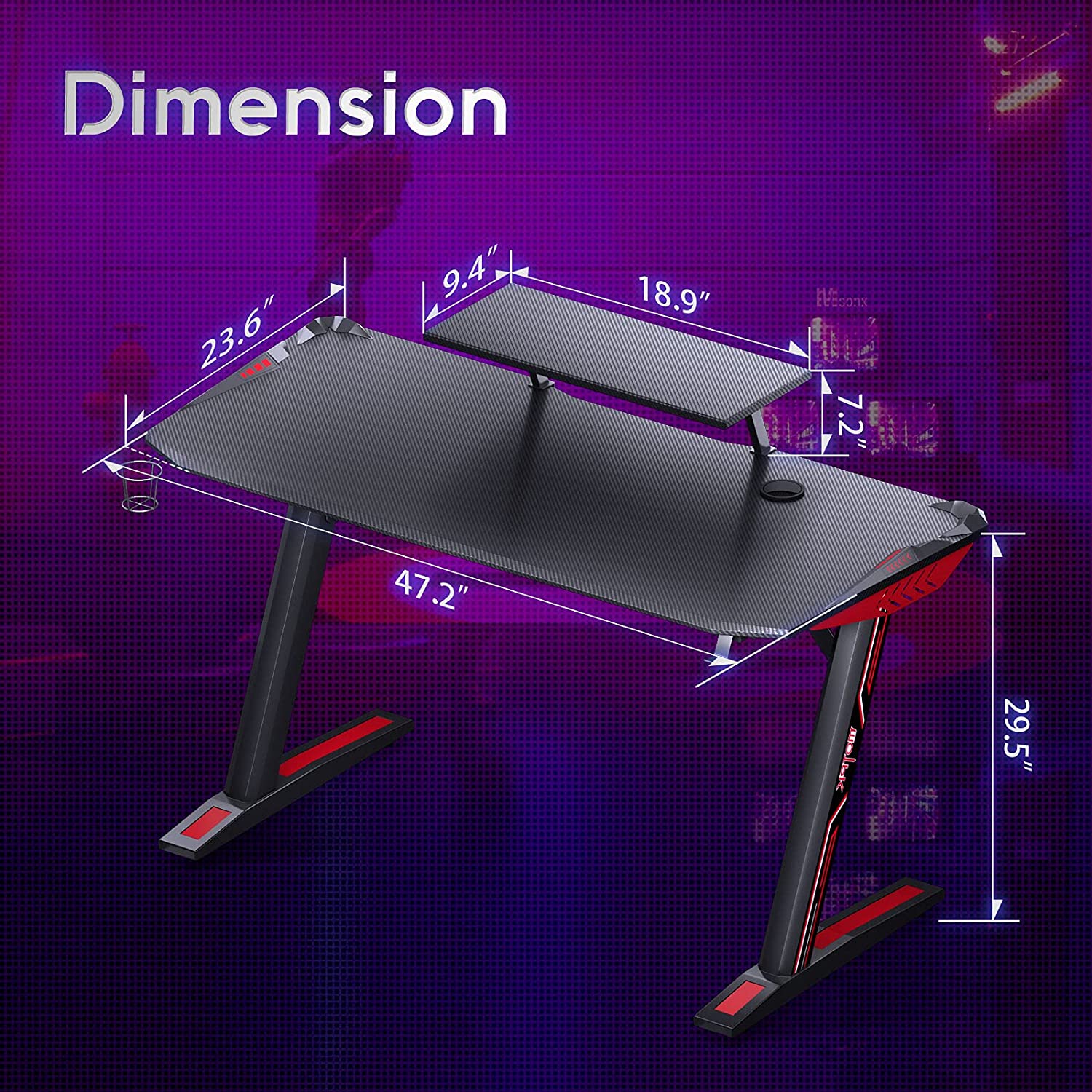 MOTPK Gaming Desk 40 inch Z Shaped Home Office PC Computer Desk Table