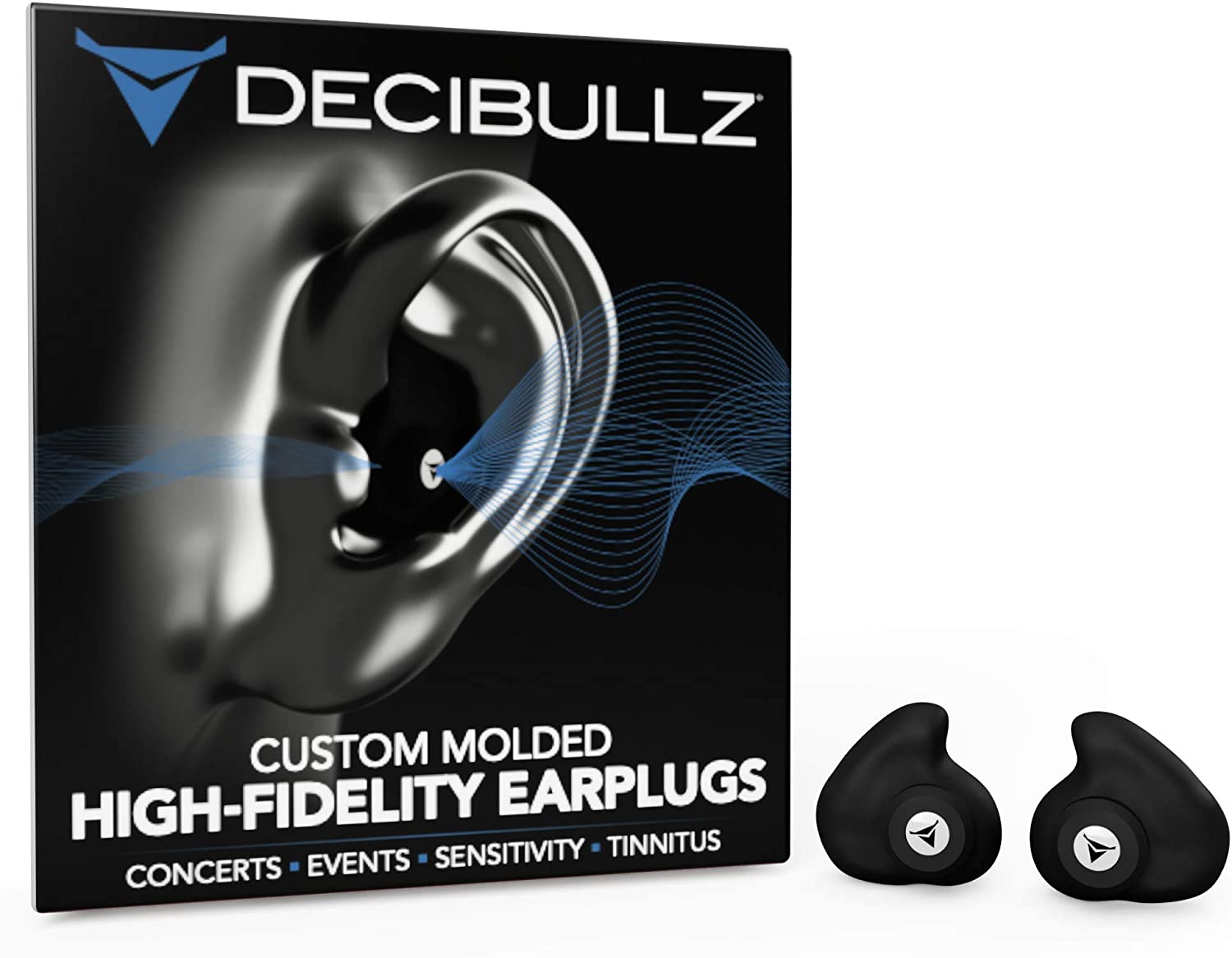 Decibullz CustomMolded High Fidelity Earplugs, Hearing Protection for
