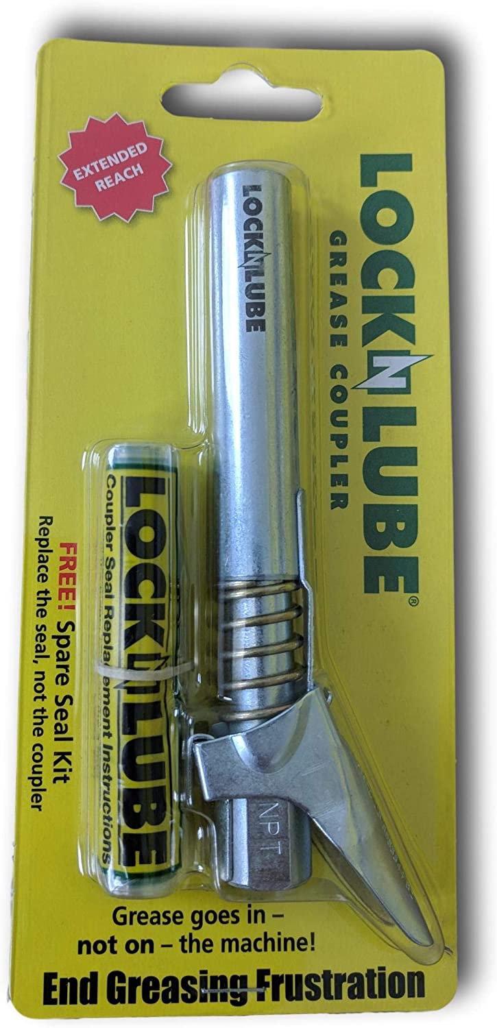 LockNLube Grease Gun Coupler XL Extra reach for recessed grease