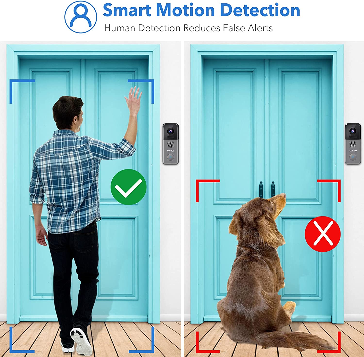 Video Doorbell Camera, LOFICO 2K WiFi Wireless Rechargeable Battery