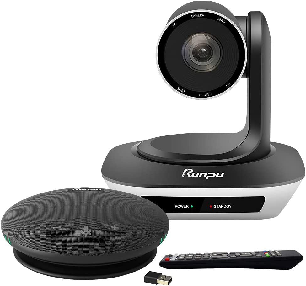 Runpu Smart All in One Video Conference Camera HD 1080P with Conference Room Omnidirectional Microphone and Conference Speaker 
