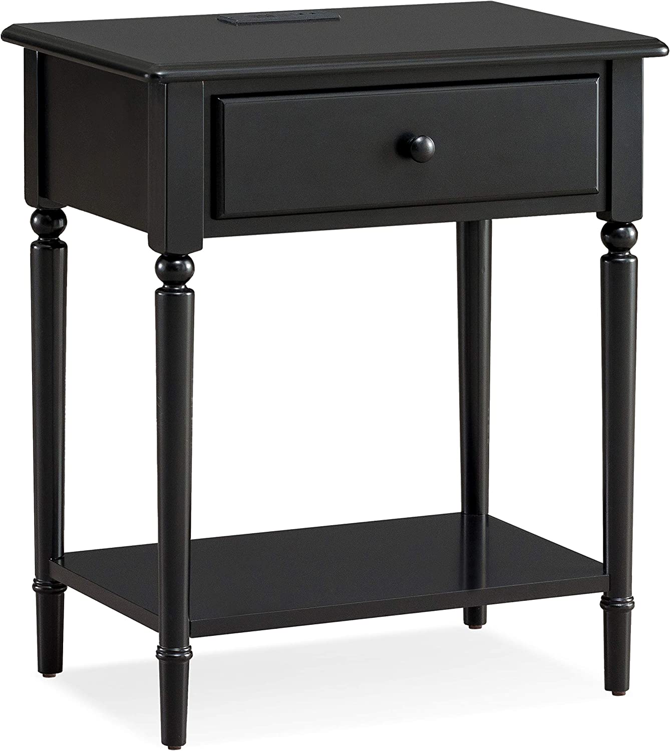 Leick Coastal Notions Nightstand with USB Port, Black The Tea Scape