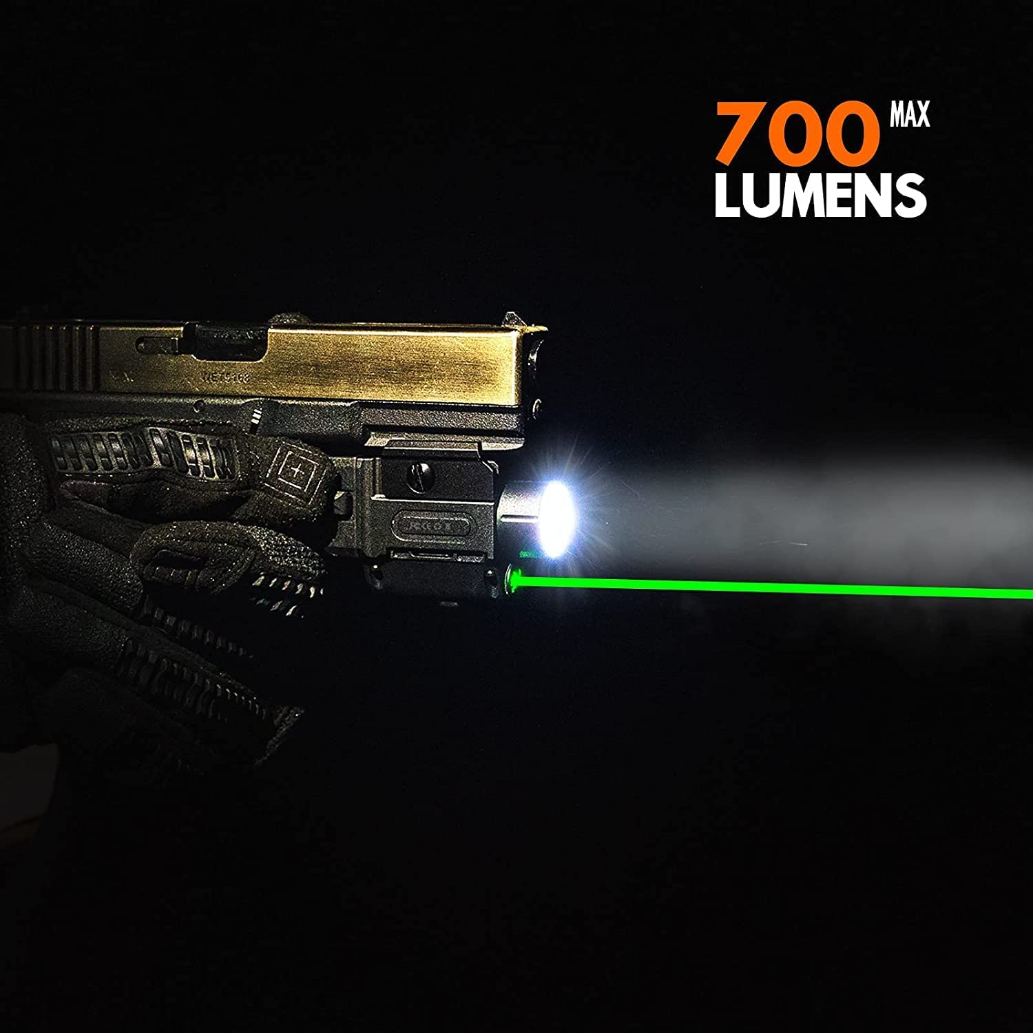 Tactical Flashlight, GL3 Pro Led Flashlight Weaponlight with Green Light Combo, 700 Lumen Rail