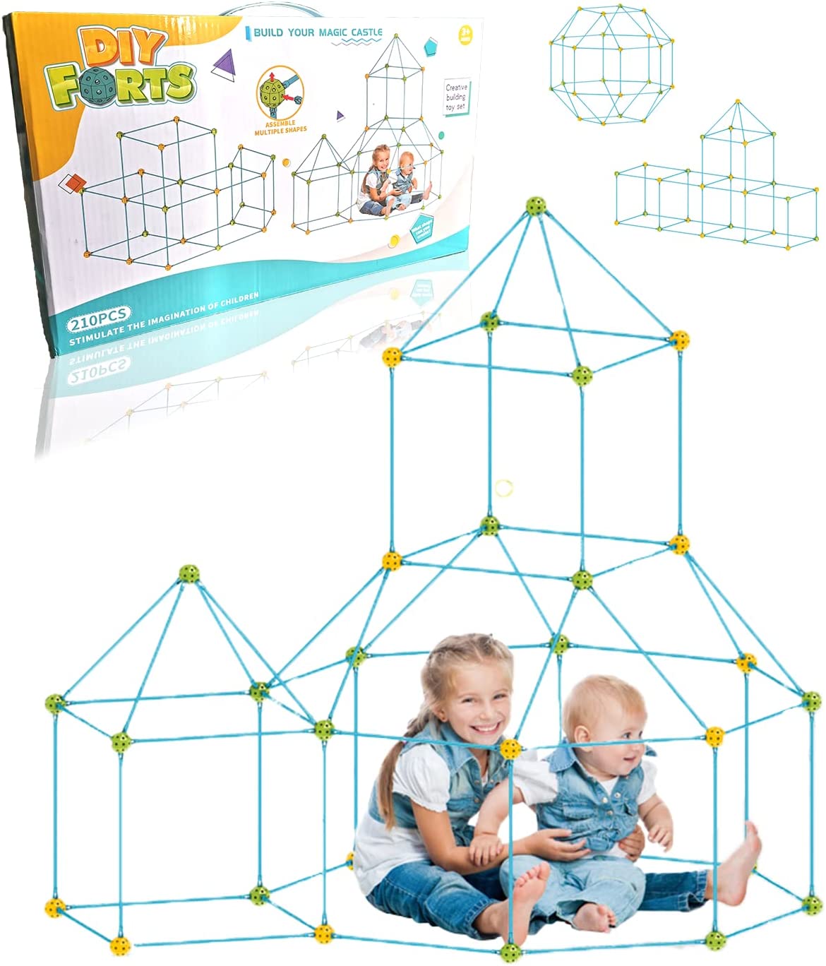 Set of 210 Kids Construction Fort Building Castles for Girls Boys Xmas Gifts 