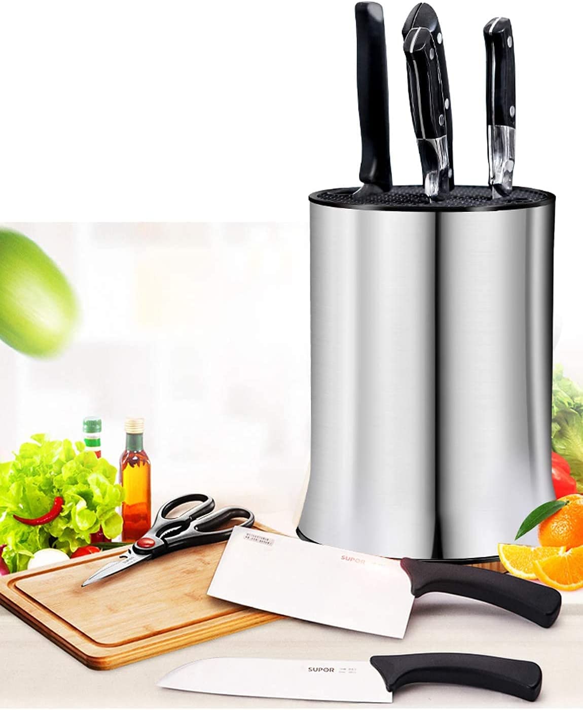 XXL Universal Knife Holder, 304 Stainless Steel Knife Block Without Knives, Detachable for Easy