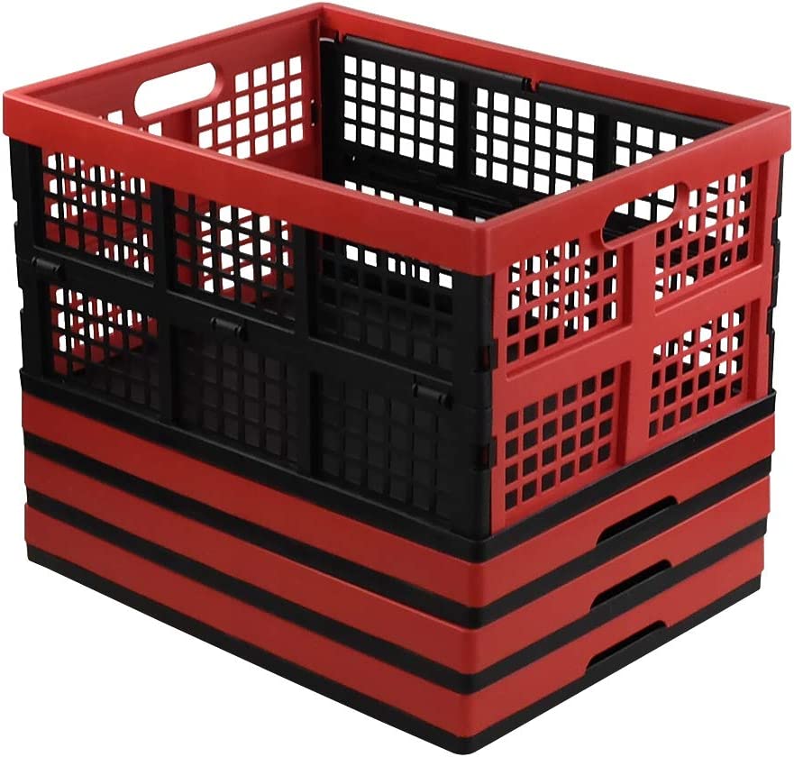 Qqbine 34 L Plastic Stackable Collapsible Crate Folding Milk Crate 4 