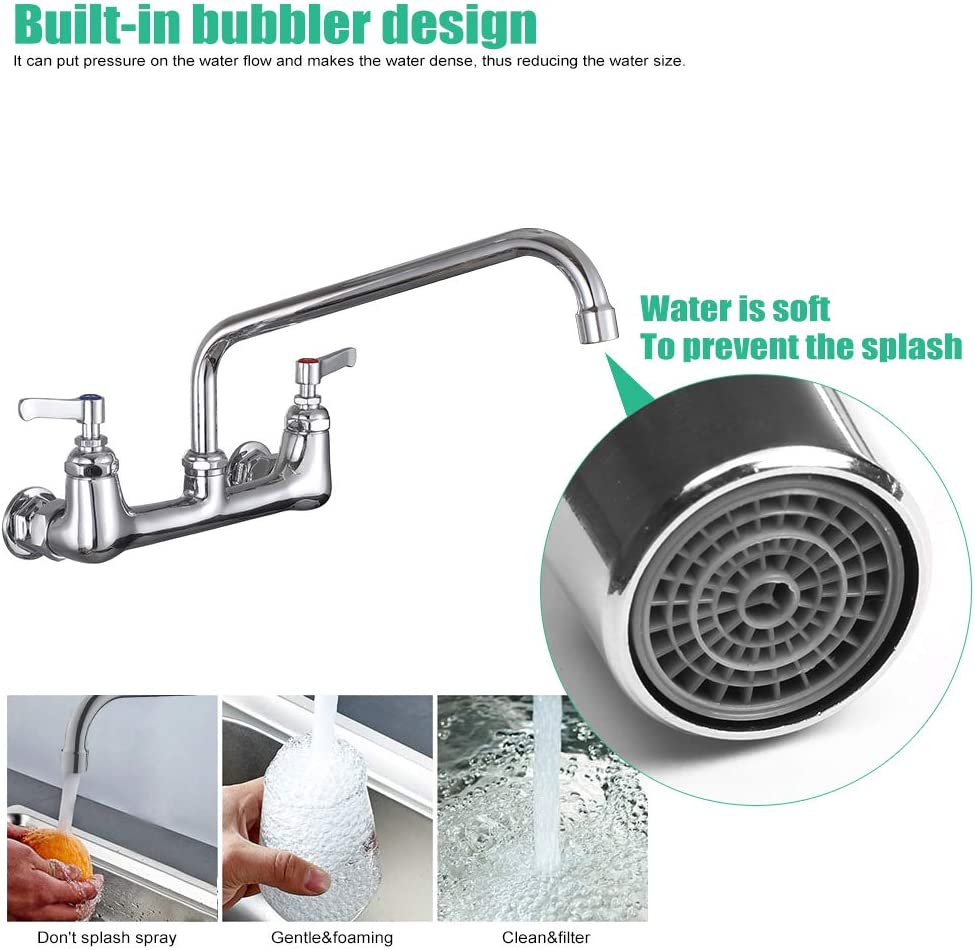 CWM Wall Mount Commercial Sink Faucet 8 Inches Commercial Faucet with