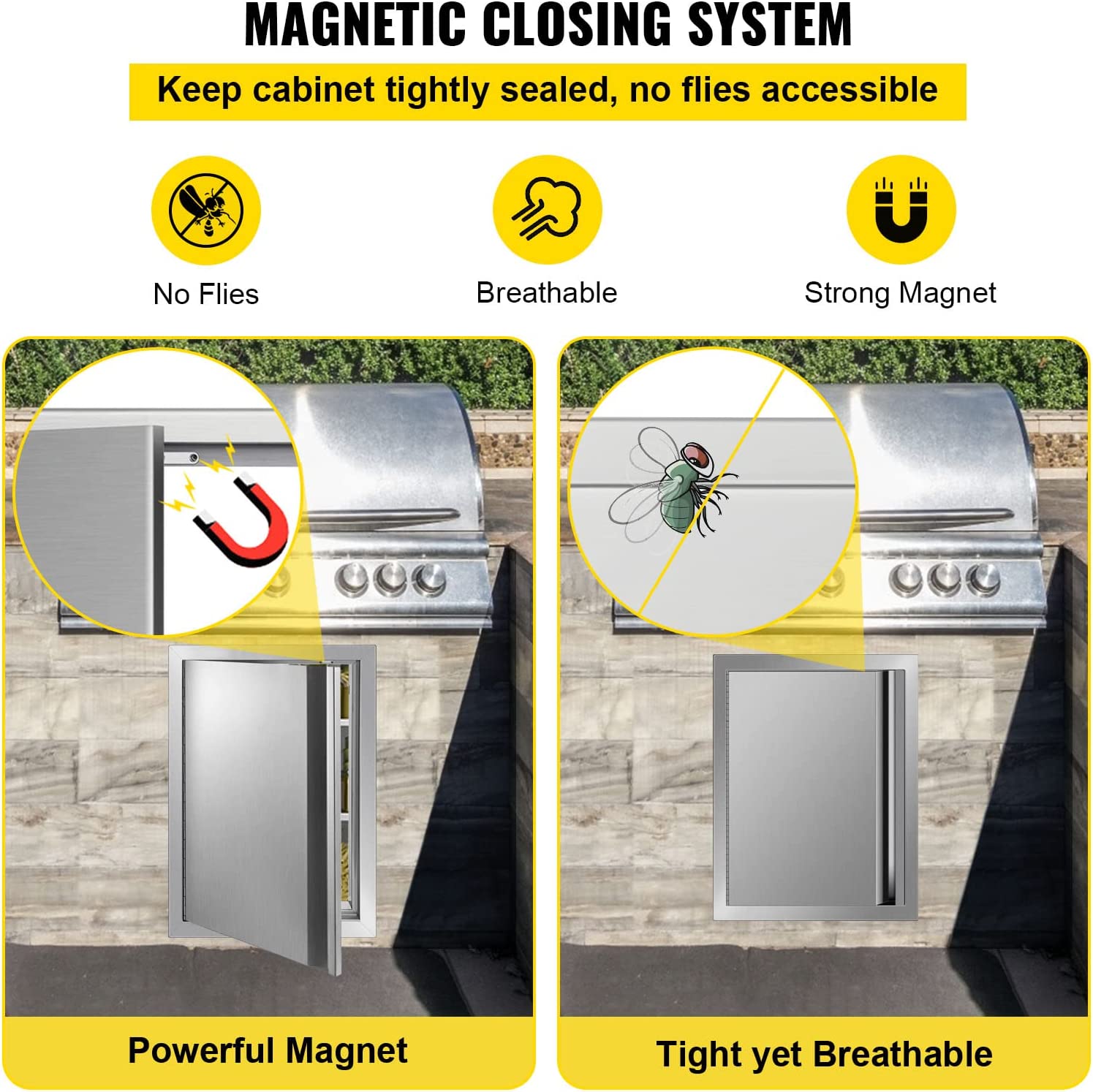 Mophorn BBQ Access Door 24 x 24 Inch, Double BBQ Door Stainless Steel