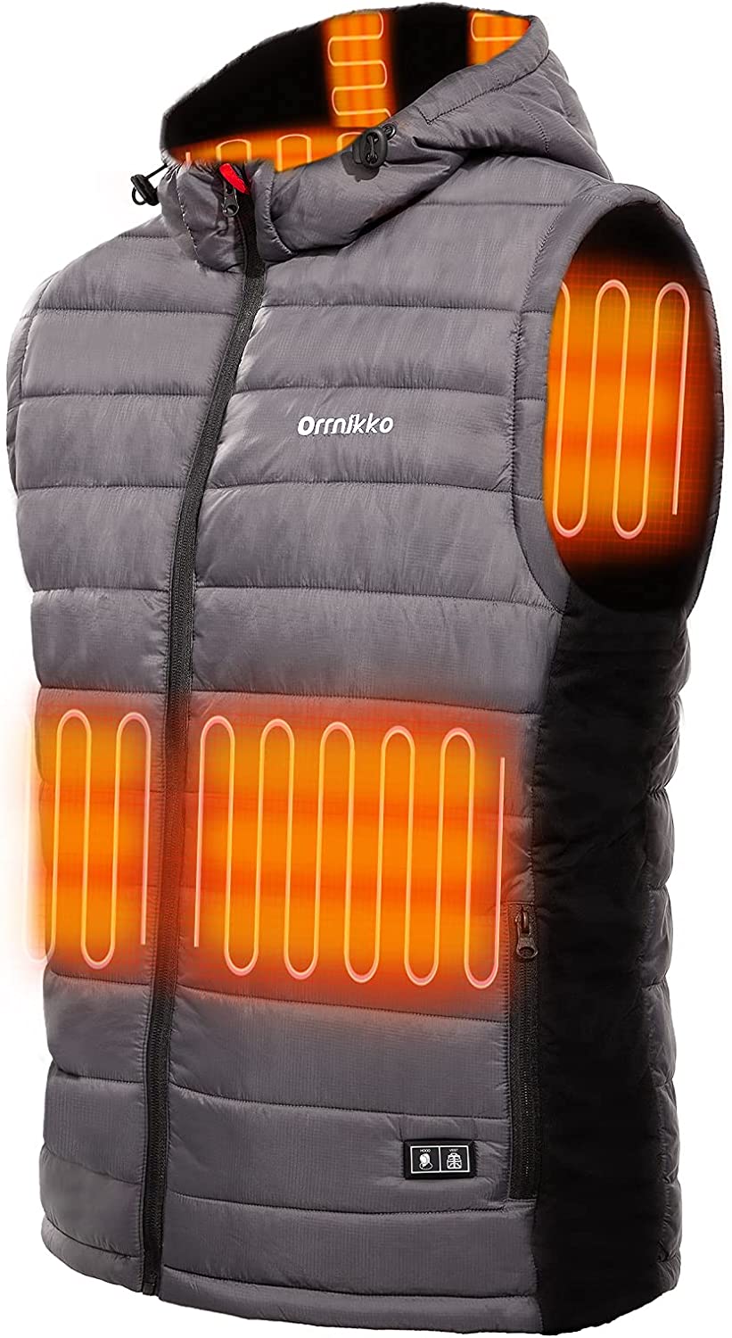 Heated Vest for Men Detachable Heated Hood and 10000mAh Battery Pack