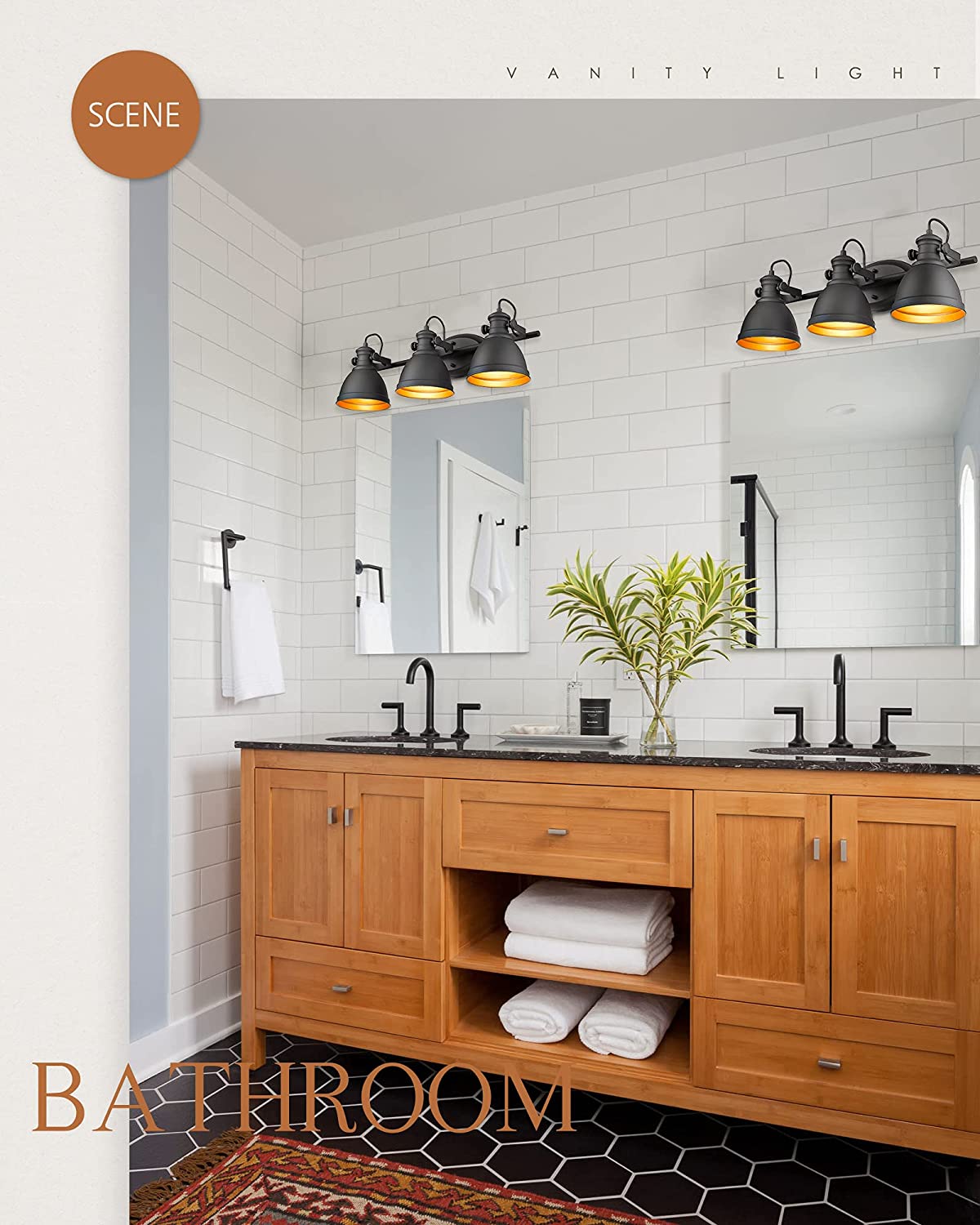 Audickic Industrial Bathroom Vanity Light Fixture, 2Light Wall Mounted