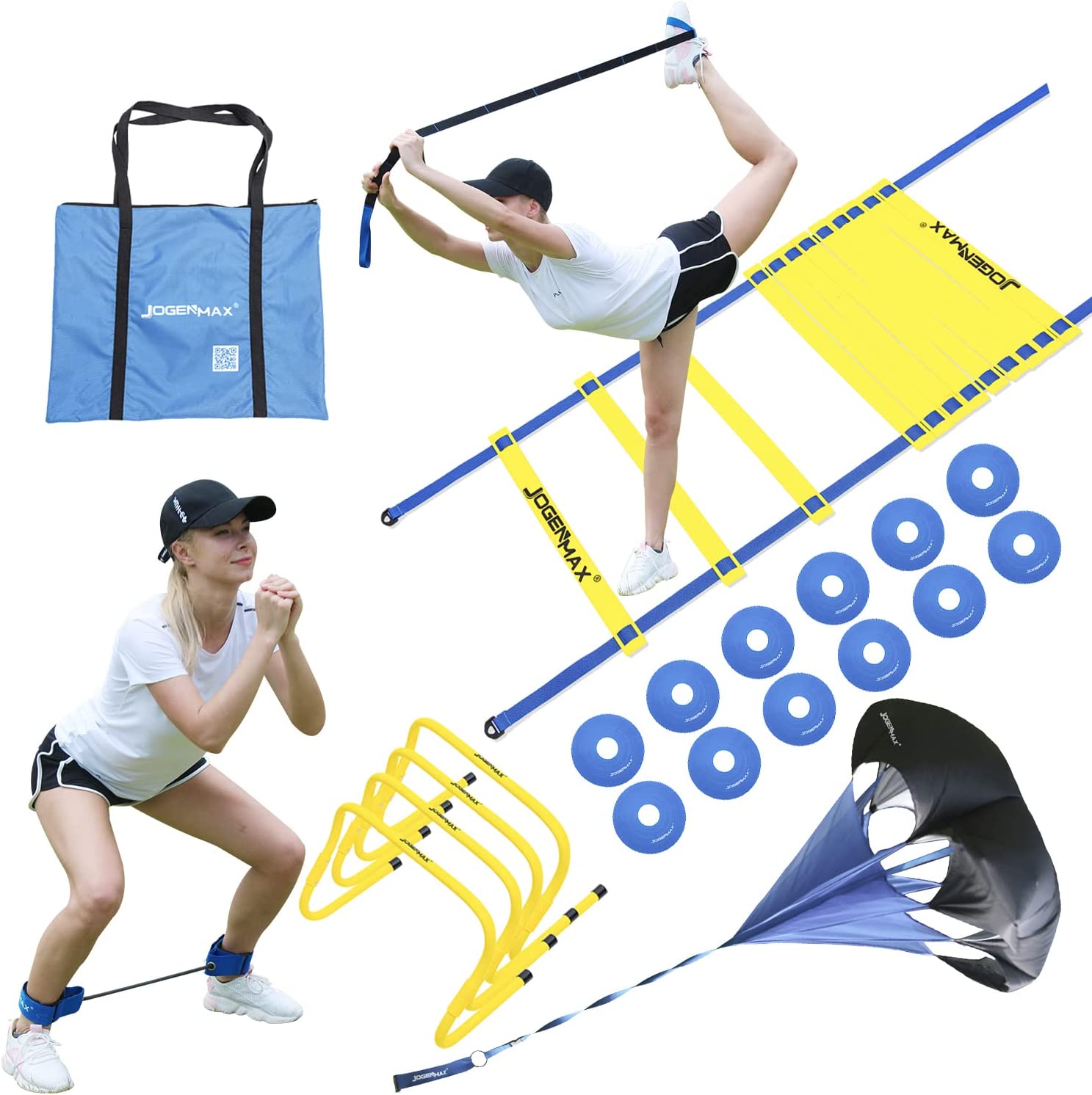 JOGENMAX Speed & Agility Training Set - Includes Resistance Parachute ...