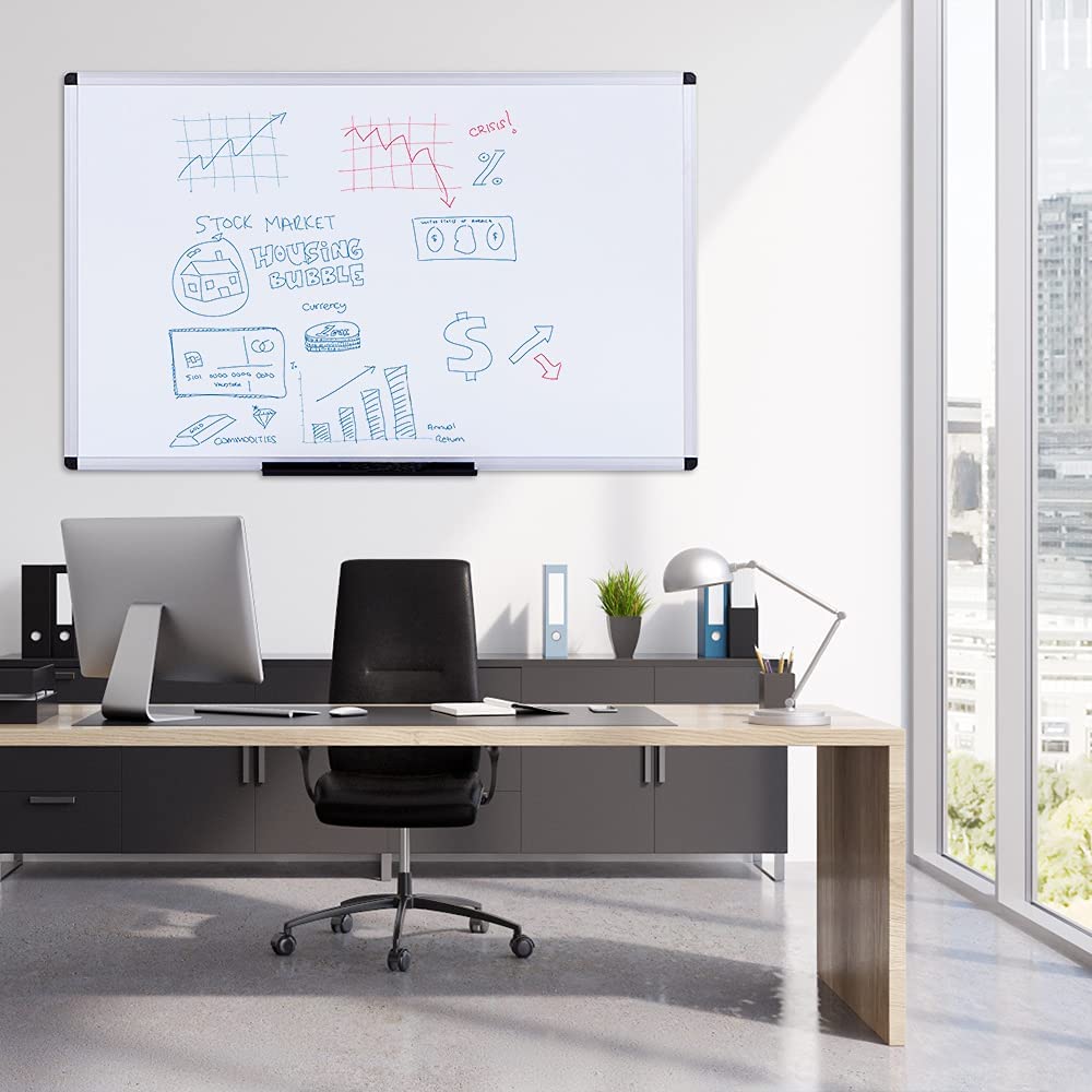 VIZPRO Dry Erase Board/Whiteboard, 48 x 36 Inches, Wall