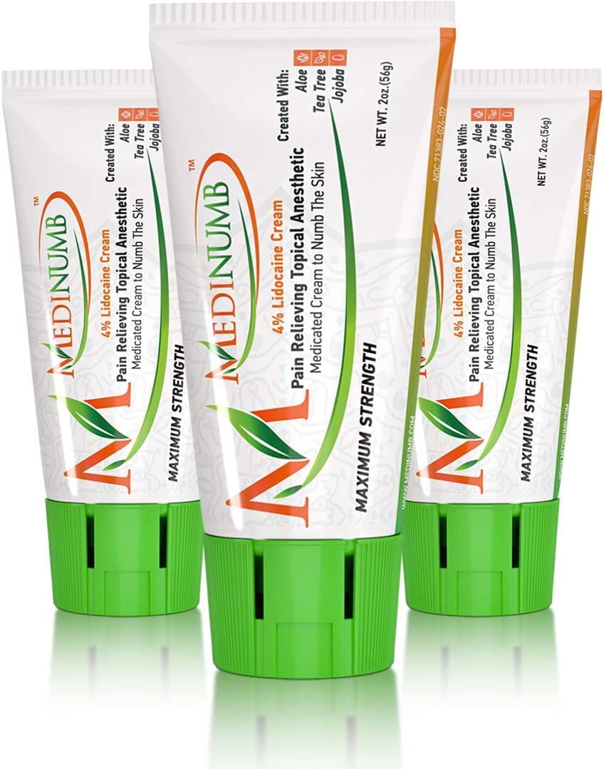 Medinumb Lidocaine Numbing Cream Topical Anesthetic Pain Relief (3 Pack