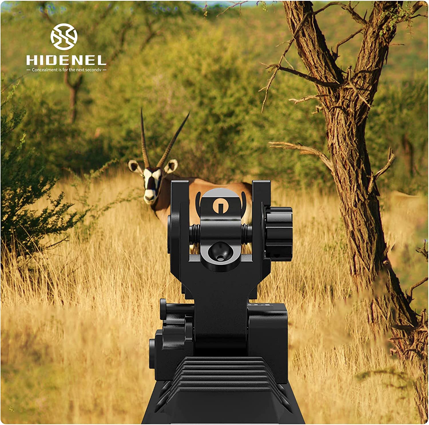 HIDENEL Fiber Optic Flip Up Iron Sights Red Dot Sight & Rear Green Dot