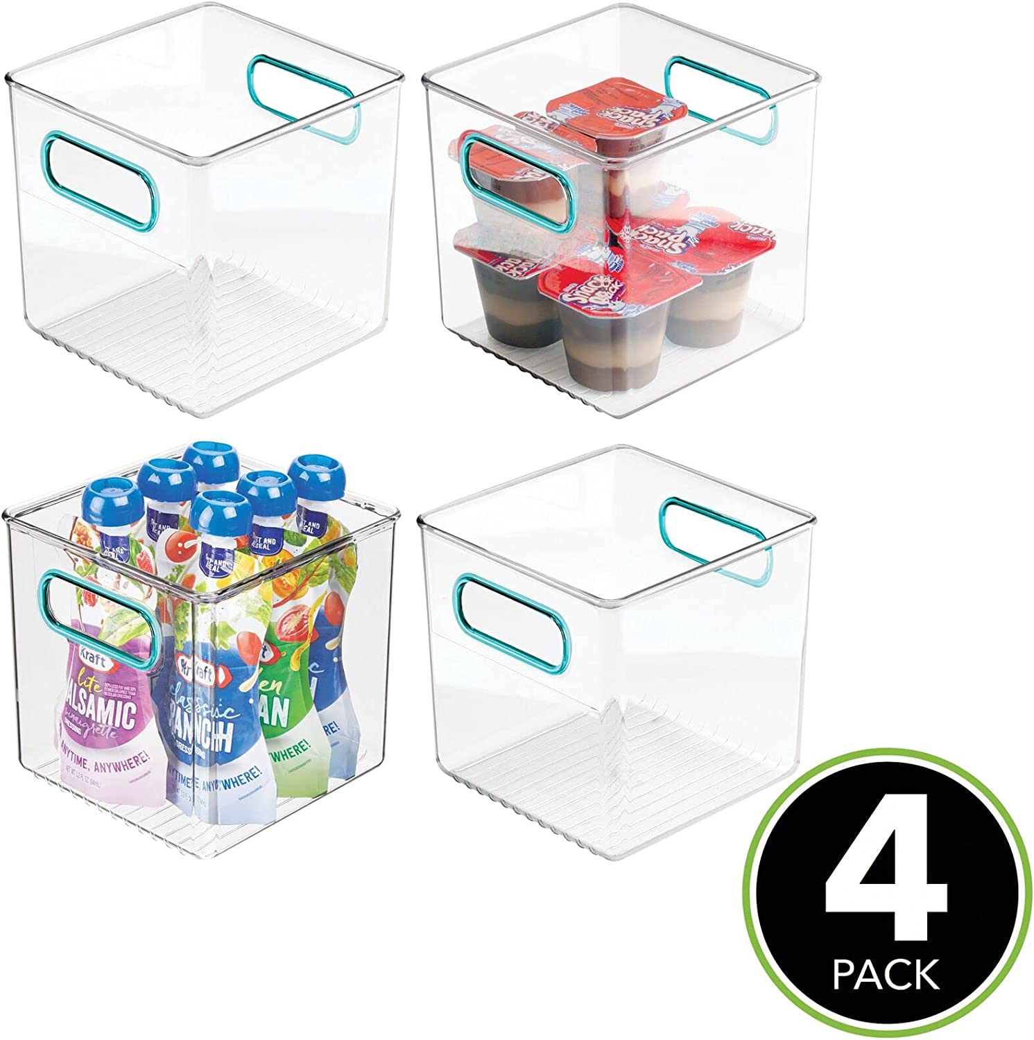 mDesign Plastic Stackable Food Storage Container Bin with Handles for