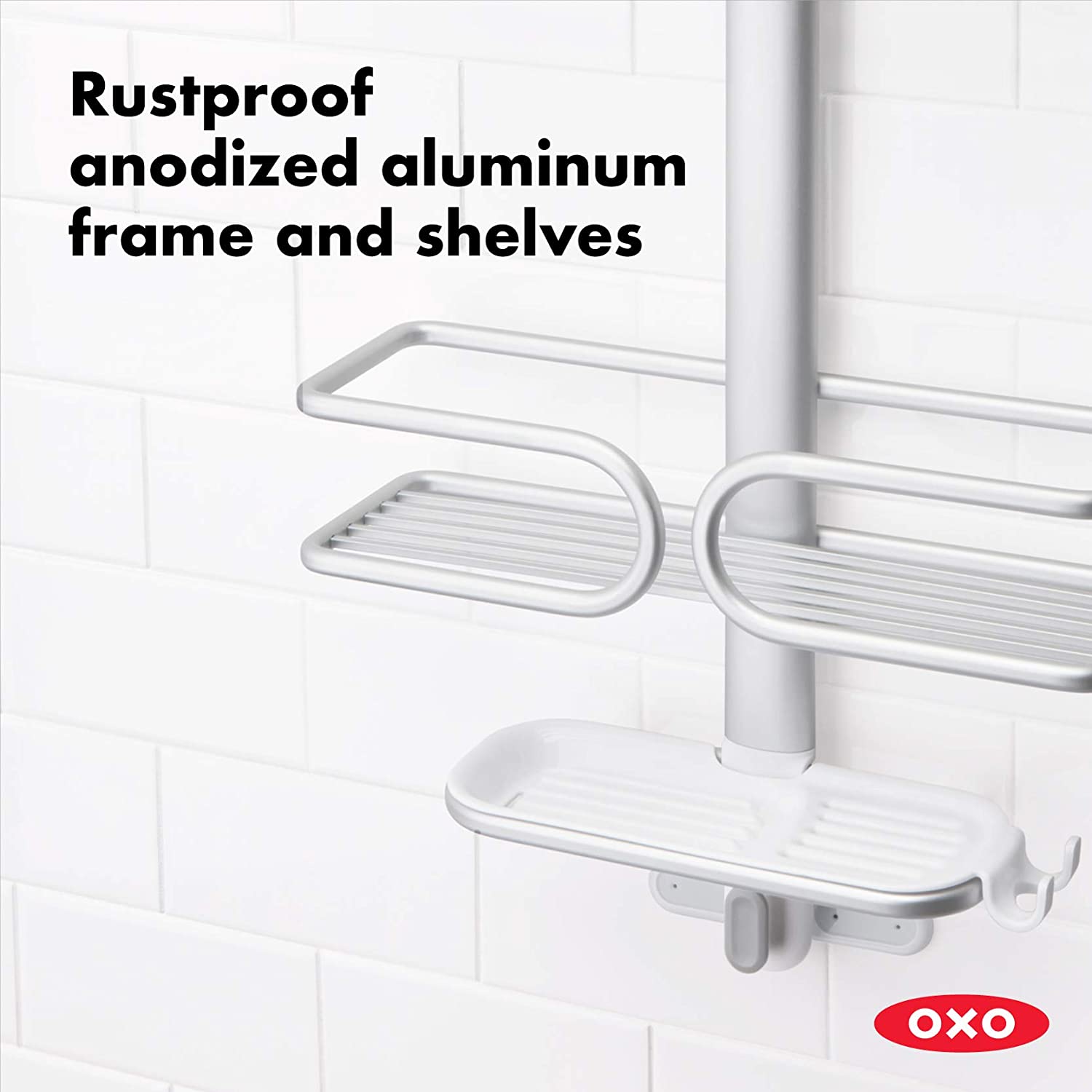 OXO Good Grips 3Tier Aluminum Shower Caddy The Tea Scape