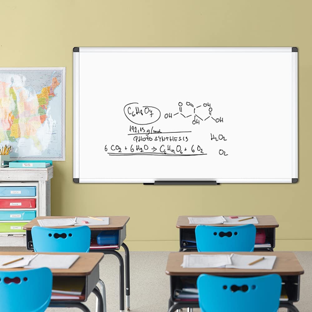 VIZPRO Dry Erase Board/Whiteboard, 48 x 36 Inches, Wall