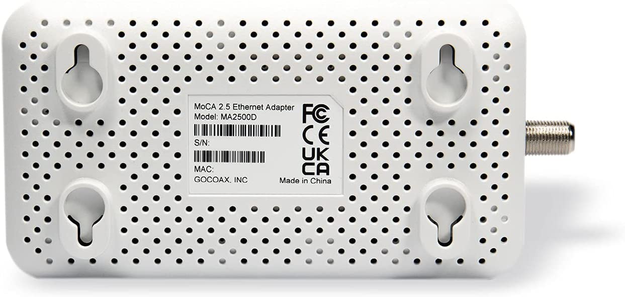 goCoax MoCA 2.5 Adapter with 2.5GbE Port. MoCA 2.5. 1x 2.5GbE