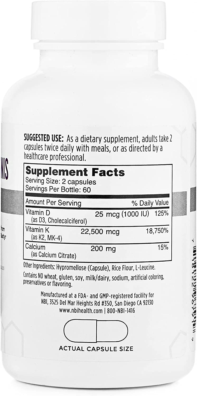 NBI OsteoK Bone Support Vitamin D & K Complex with Calcium Citrate