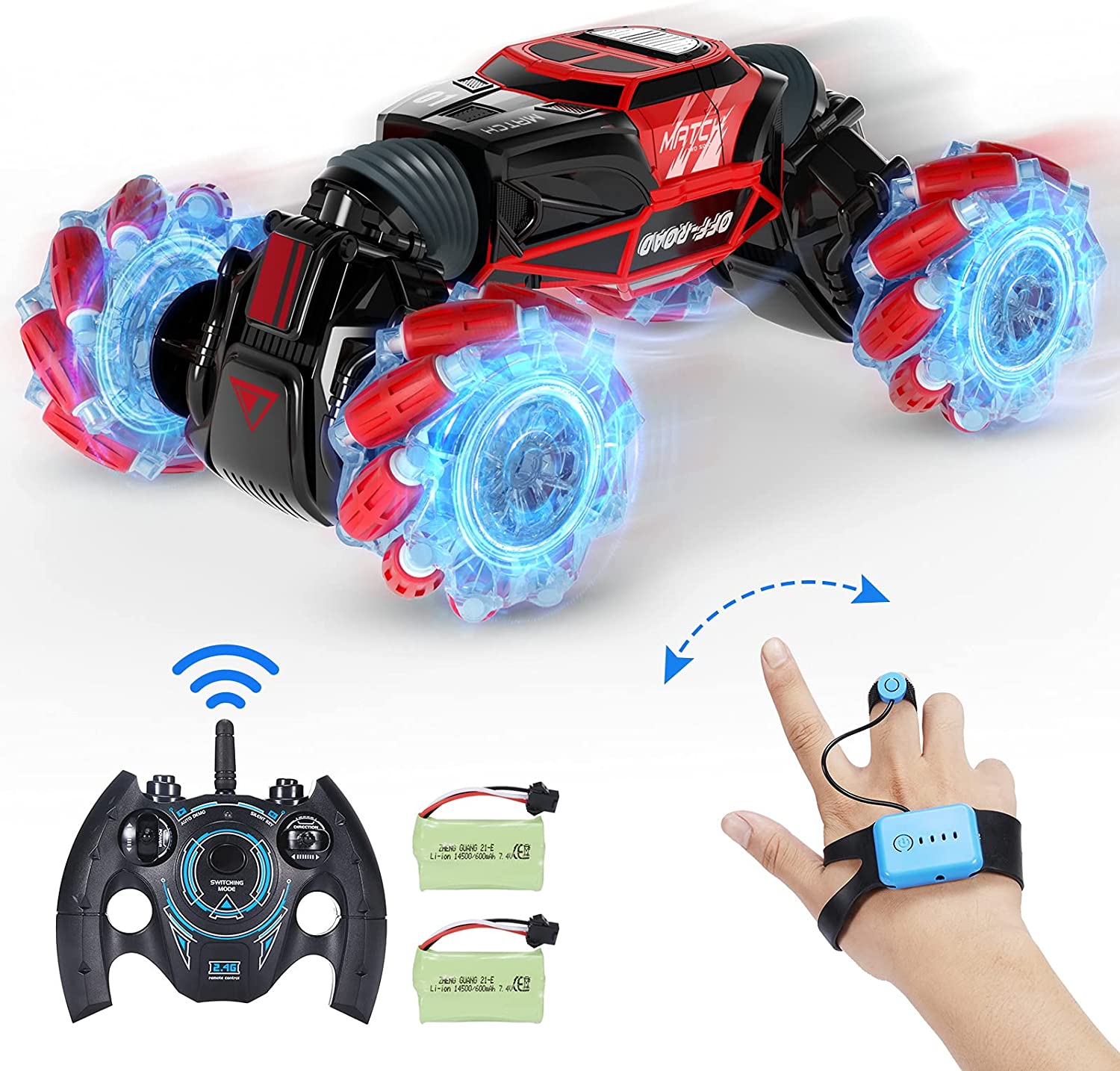 1:16 RC Drift Cars 360° Double Sided Flips Crawler with 2 Rechargeable Battery Packs and Lights for Adults Kids Gift RC Cars VarMote Off-Road 4WD Remote Control Cars 2.4GHz Fast RC Stunt Car 