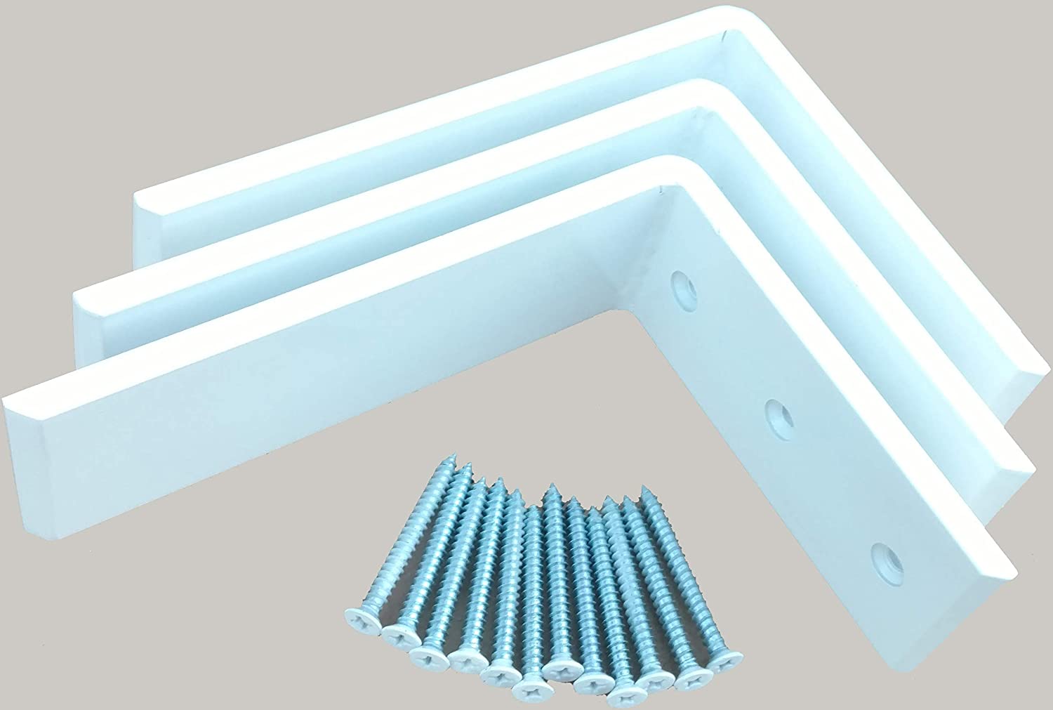 Heavy Duty L Bracket White Steel 6" x 8" Countertop Support Brackets