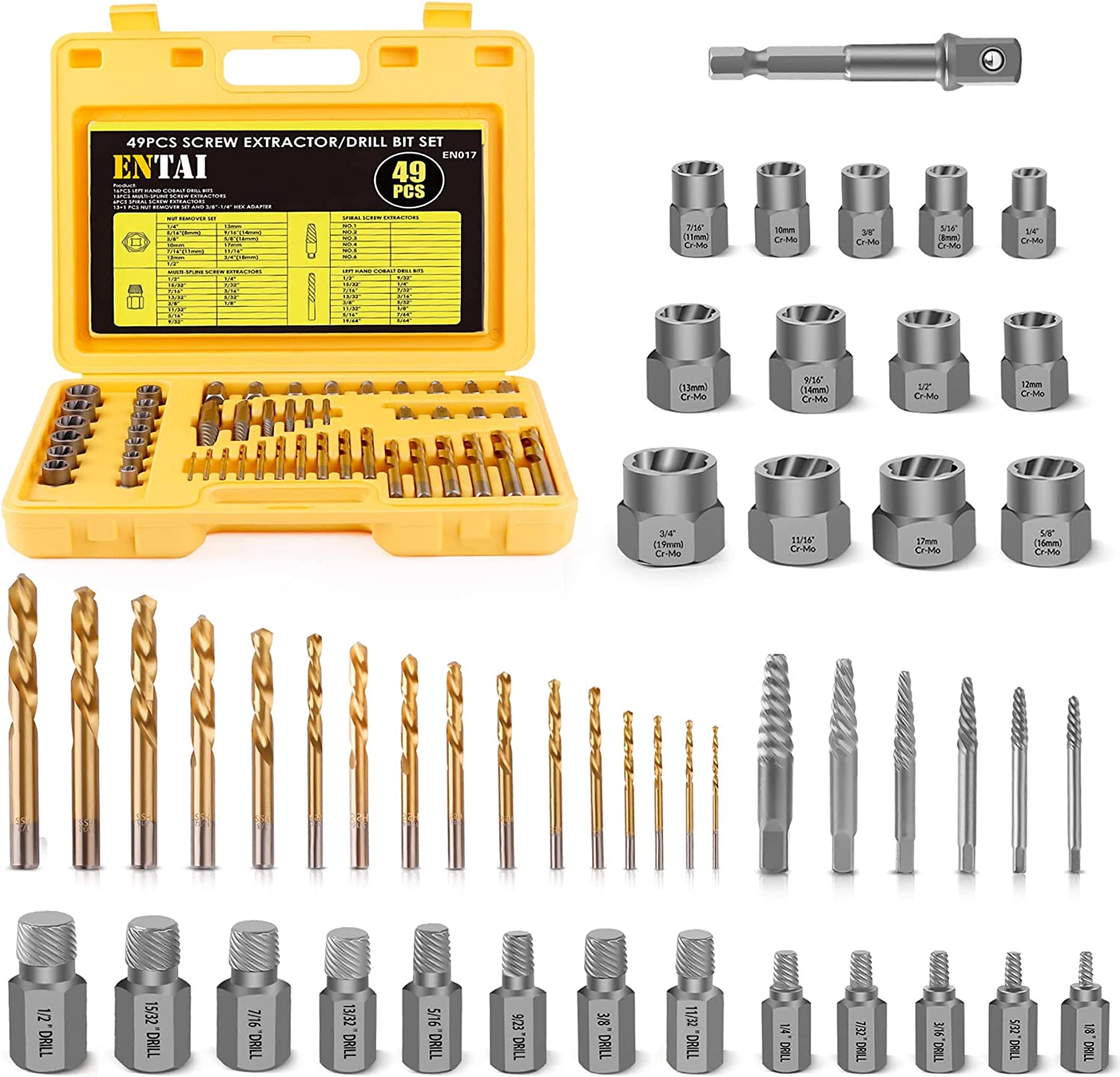 ENTAI 49Piece Bolt Extractor Screw Extractor Set, with 13Piece Bolt