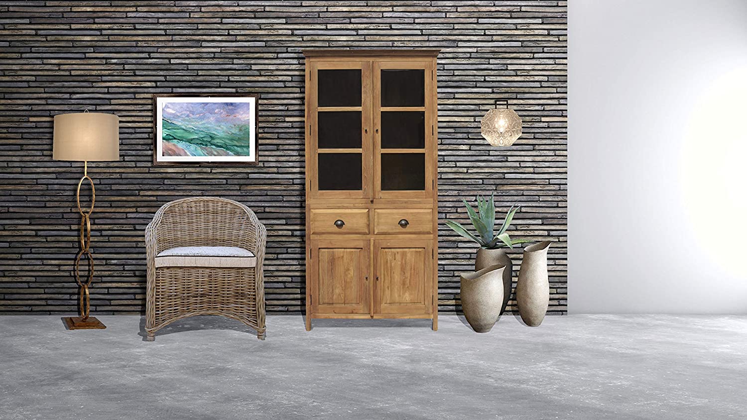 Recycled Teak Bali Cupboard, Curio 2 Door Made by Chic Teak The Tea Scape