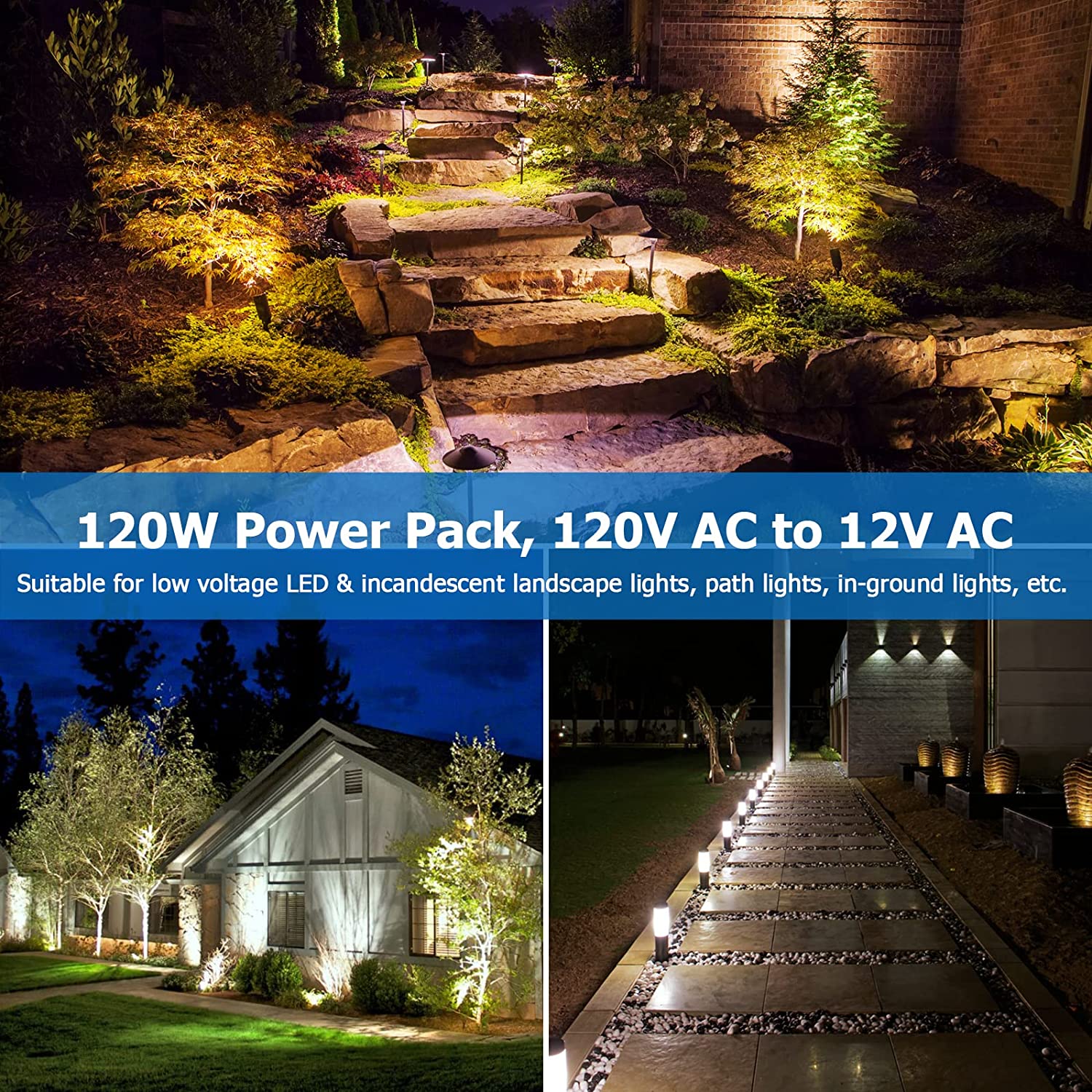 SUNVIE 120W Low Voltage Transformer For Landscape Lights With Timer And ...