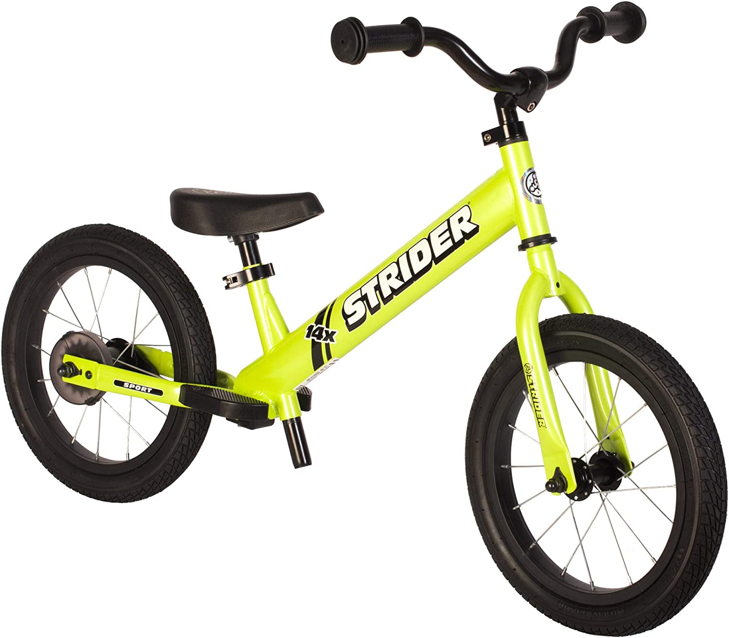 Strider 14x Sport Balance Bike, Ages 3 to 7 Years, Green Pedal