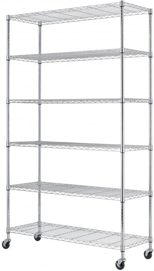 SafeRacks NSF Certified Commercial Grade Adjustable 6Tier Steel Wire