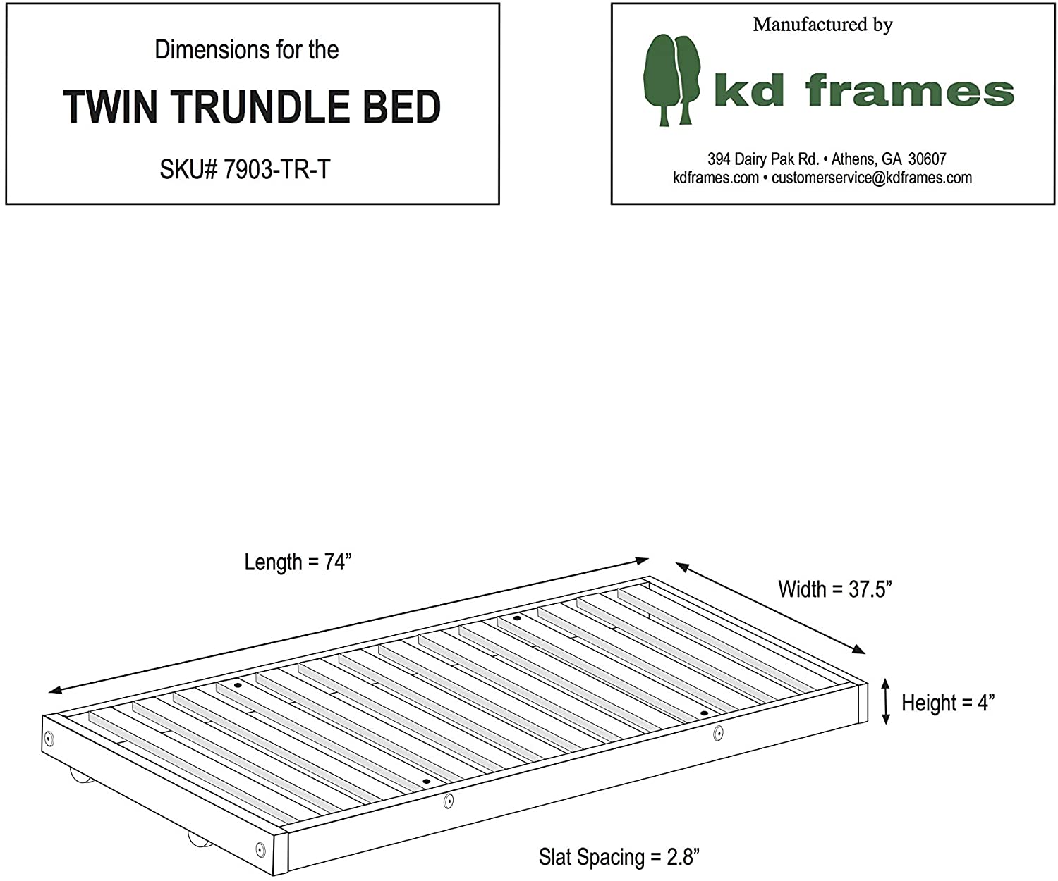 KD Frames Twin Trundle, Natural Wood The Tea Scape