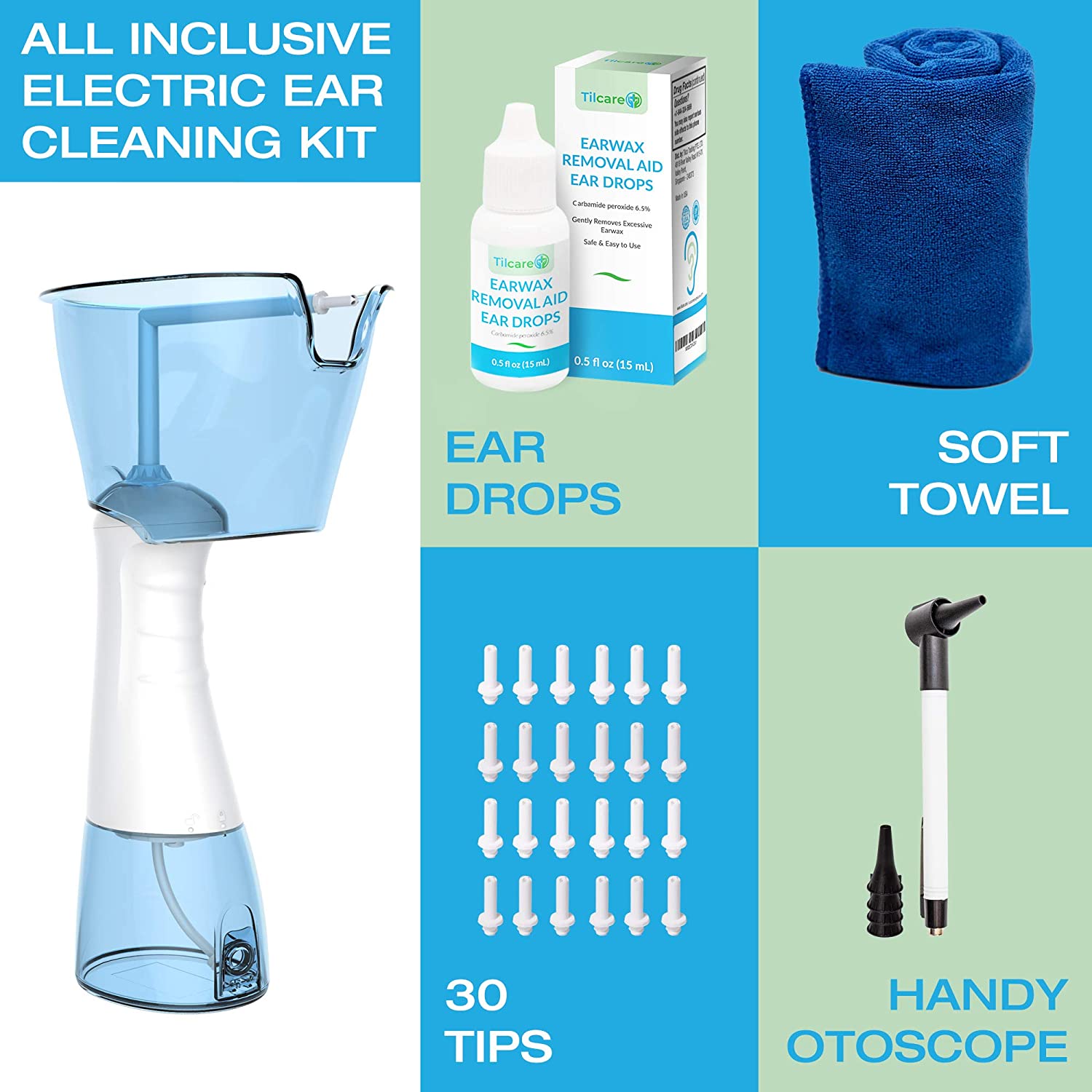 Electric Ear Wax Removal Kit by Tilcare Rechargeable Ear Cleaning