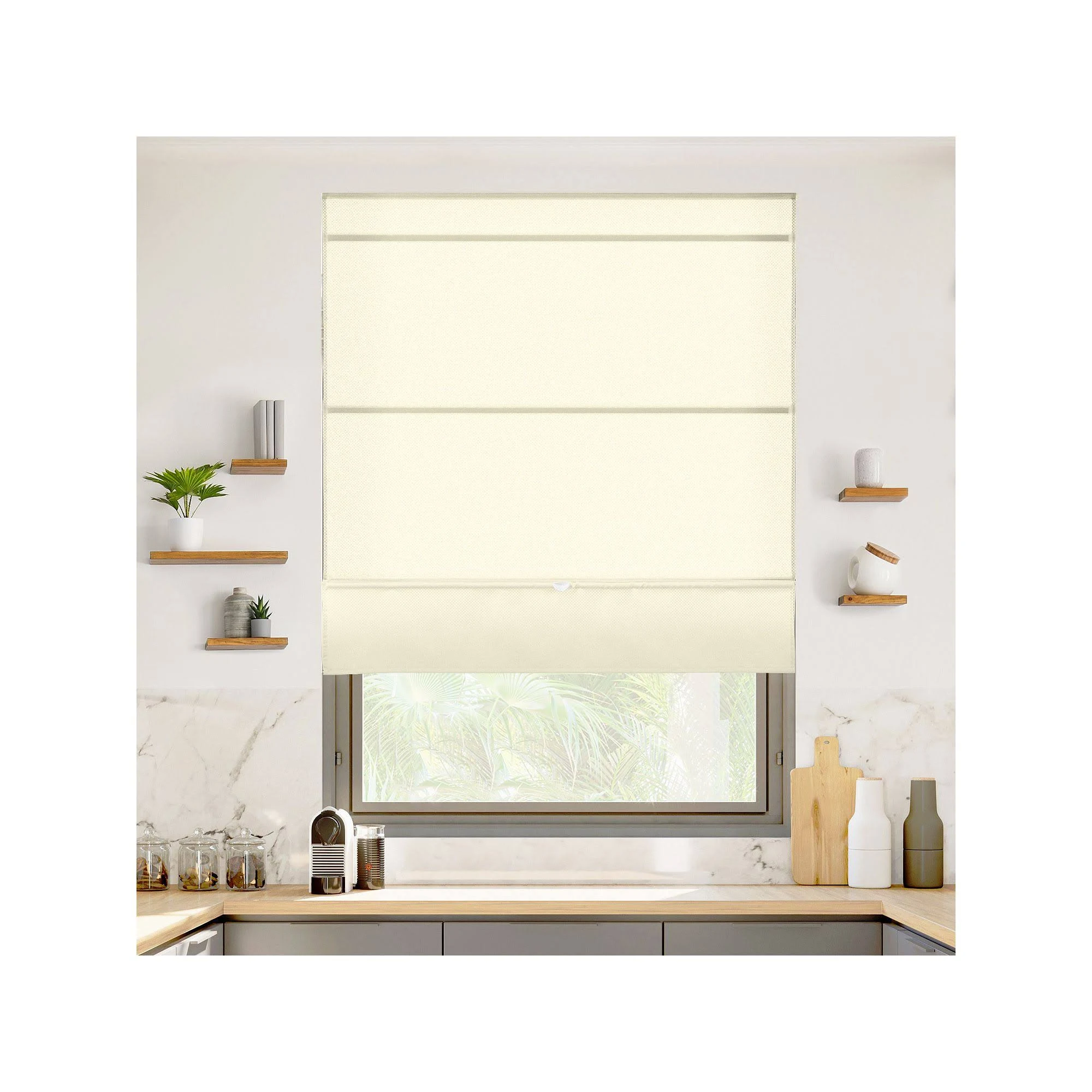 NEW Chicology Cordless Light Filtering Magnetic Roman Shade Runaway White 