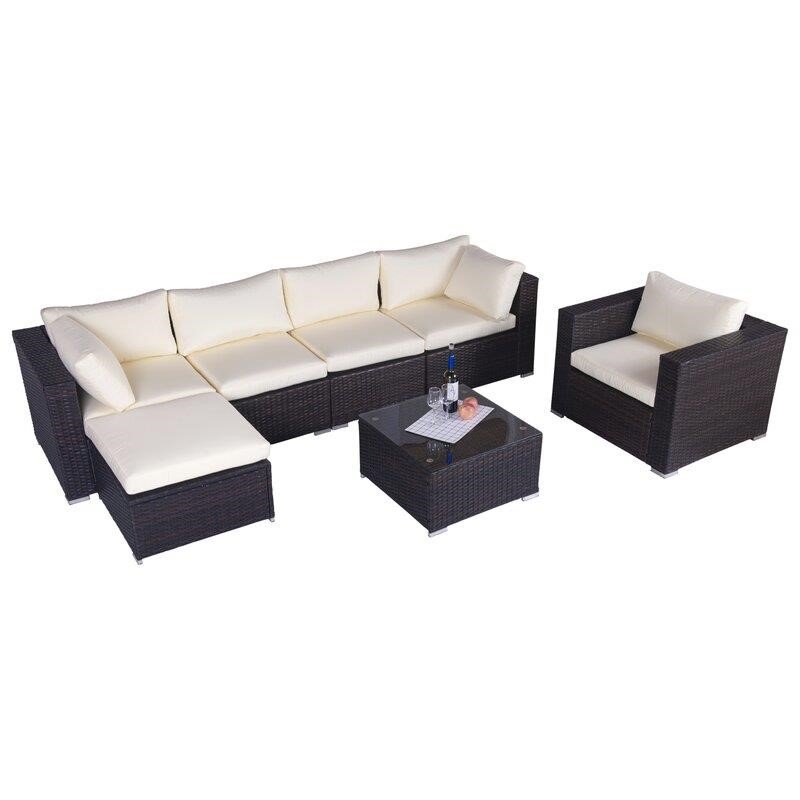 Jahala Wicker/Rattan 6 - Person Seating Group with Cushions