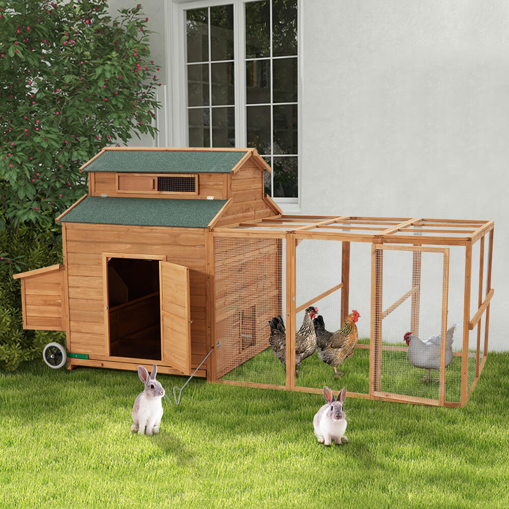 56” Outdoor Weatherproof Wooden Chicken Coop, with nesting box