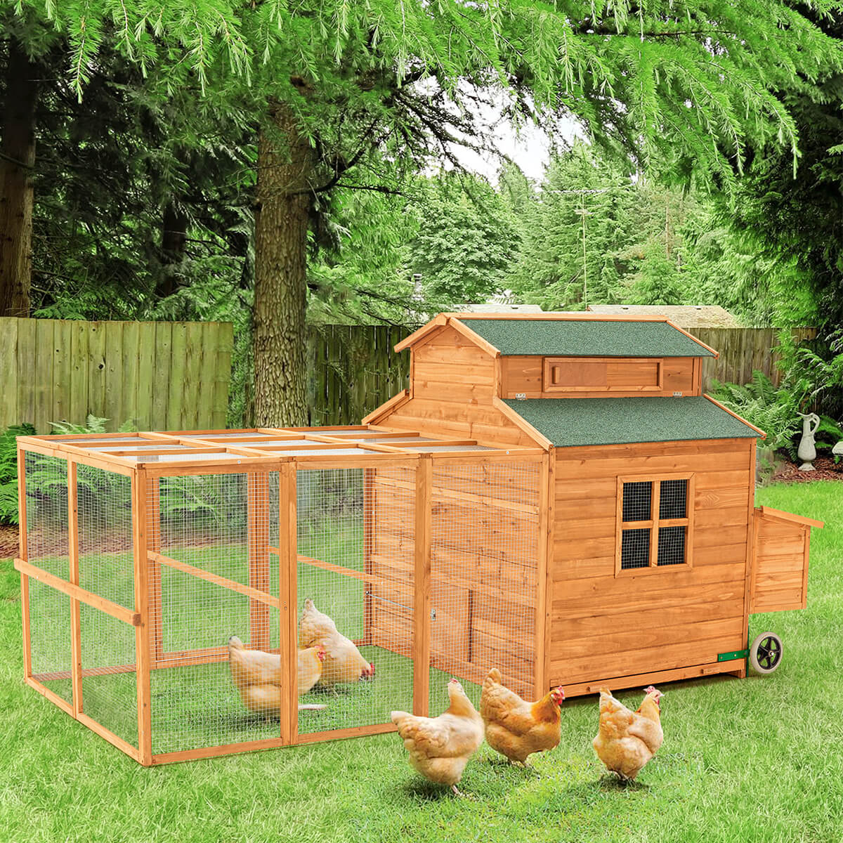 56” Outdoor Weatherproof Wooden Chicken Coop, with nesting box