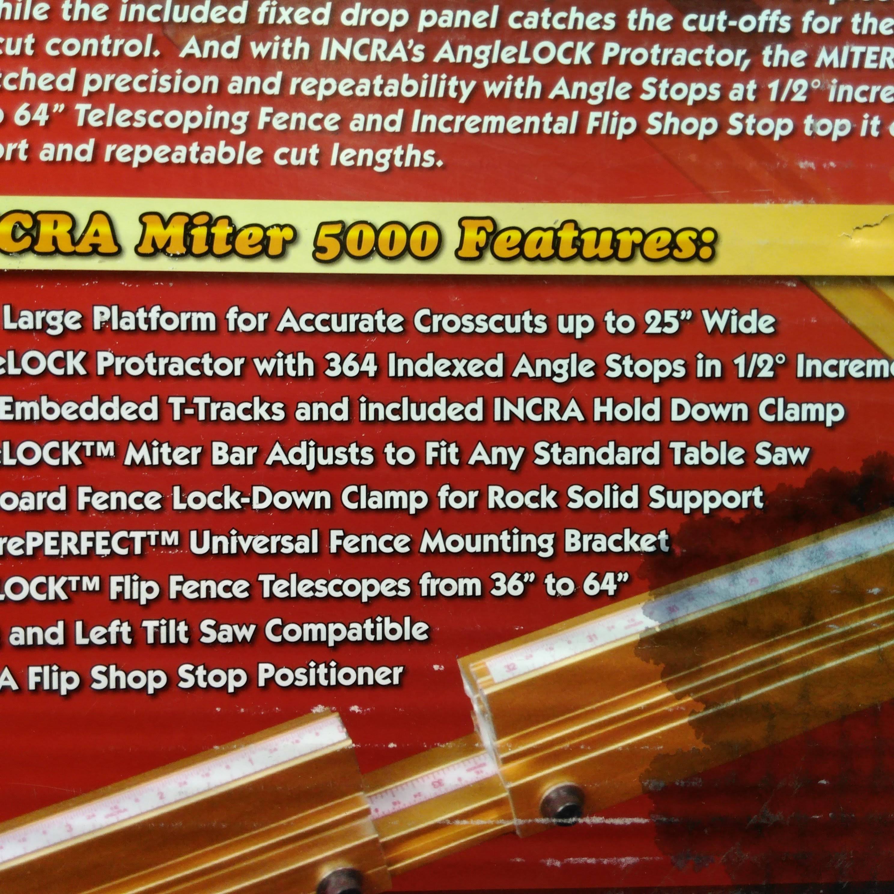 Incra Miter 5000 Table Saw Miter Gauge with Sled and Telescoping Fence