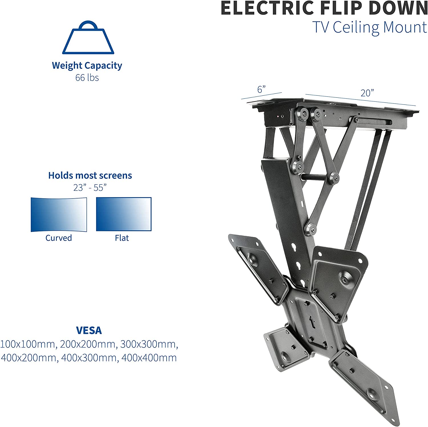 VIVO Electric Ceiling TV Mount for 23 to 55 inch Screens, Flip Down
