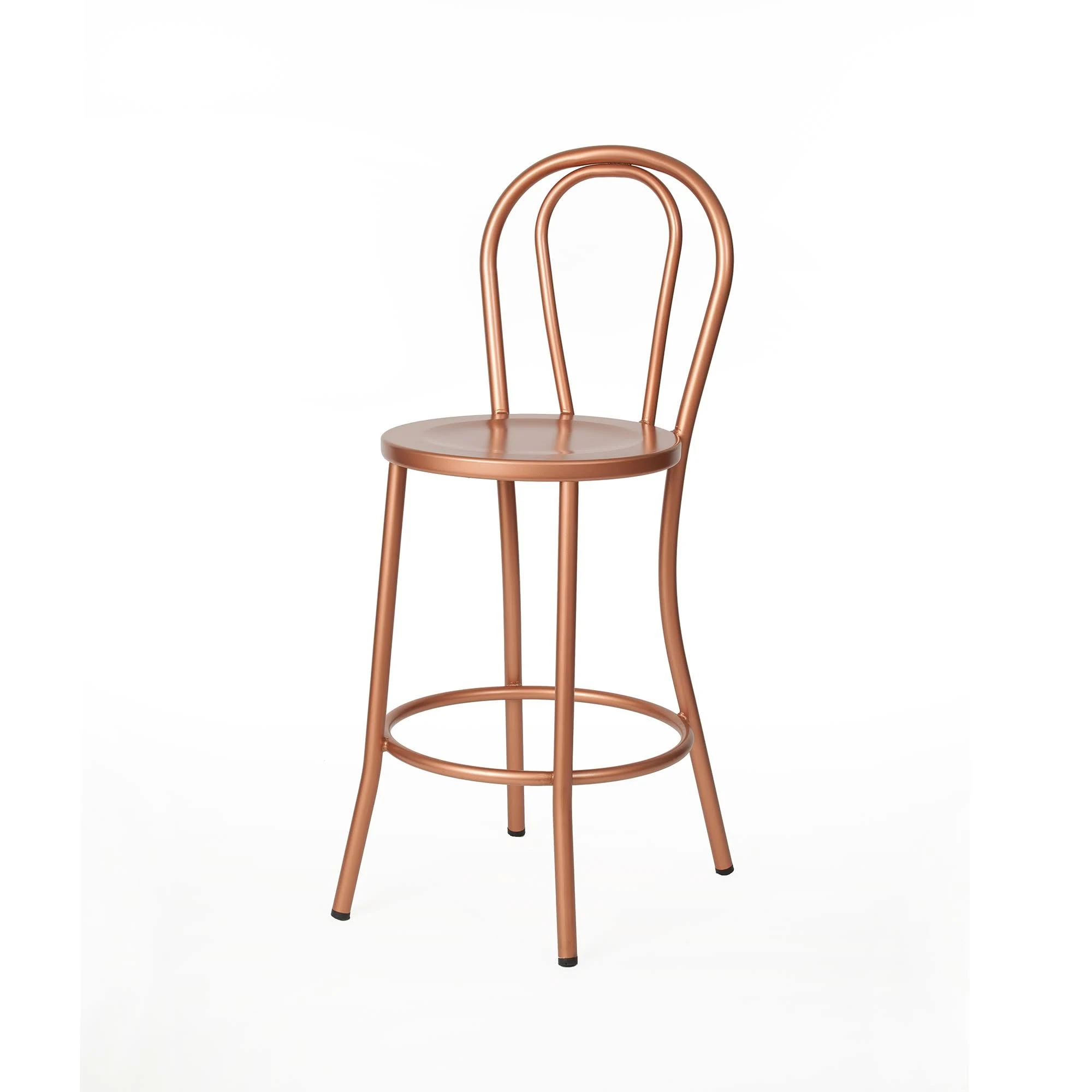 NO. 18 French Cafe Counter Stool, Copper Metal chargefr