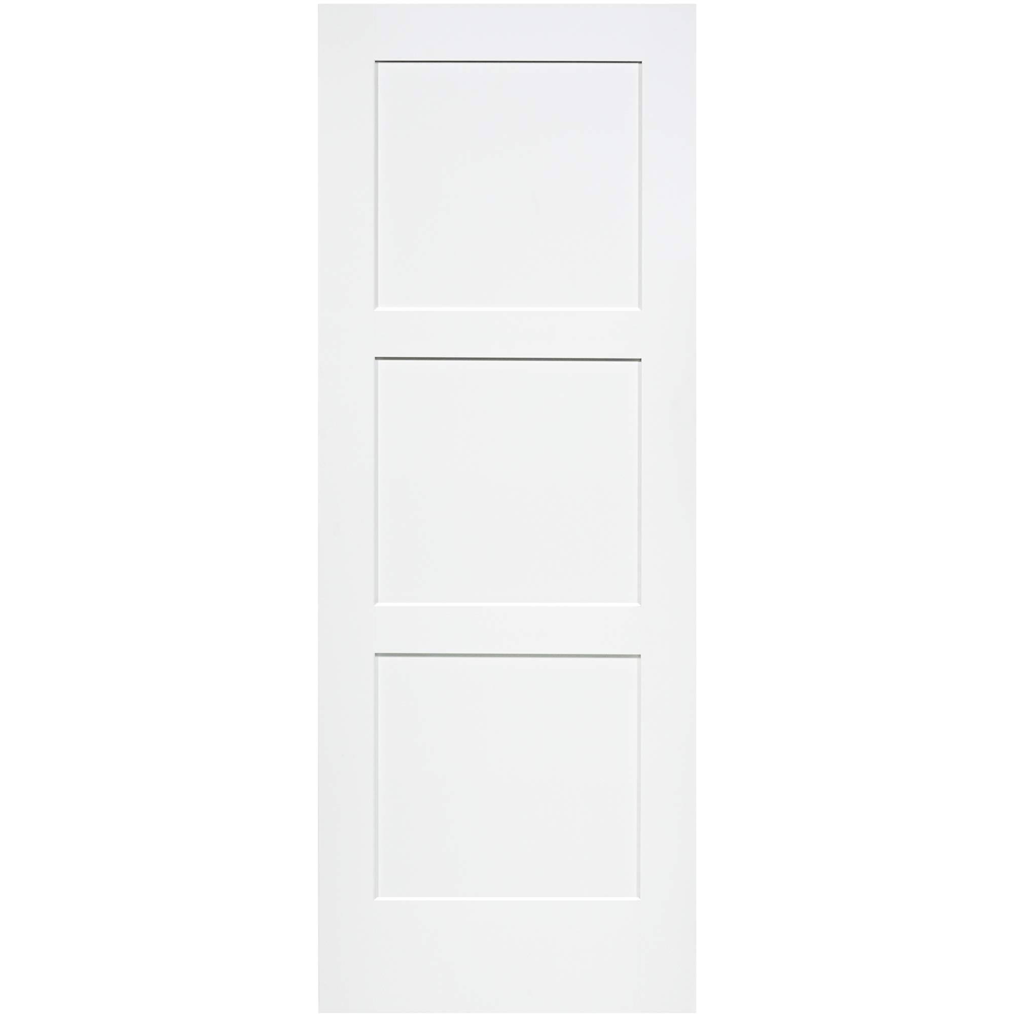 Kimberly Bay 24 in. x 80 in. White 3Panel Shaker Solid Core Wood