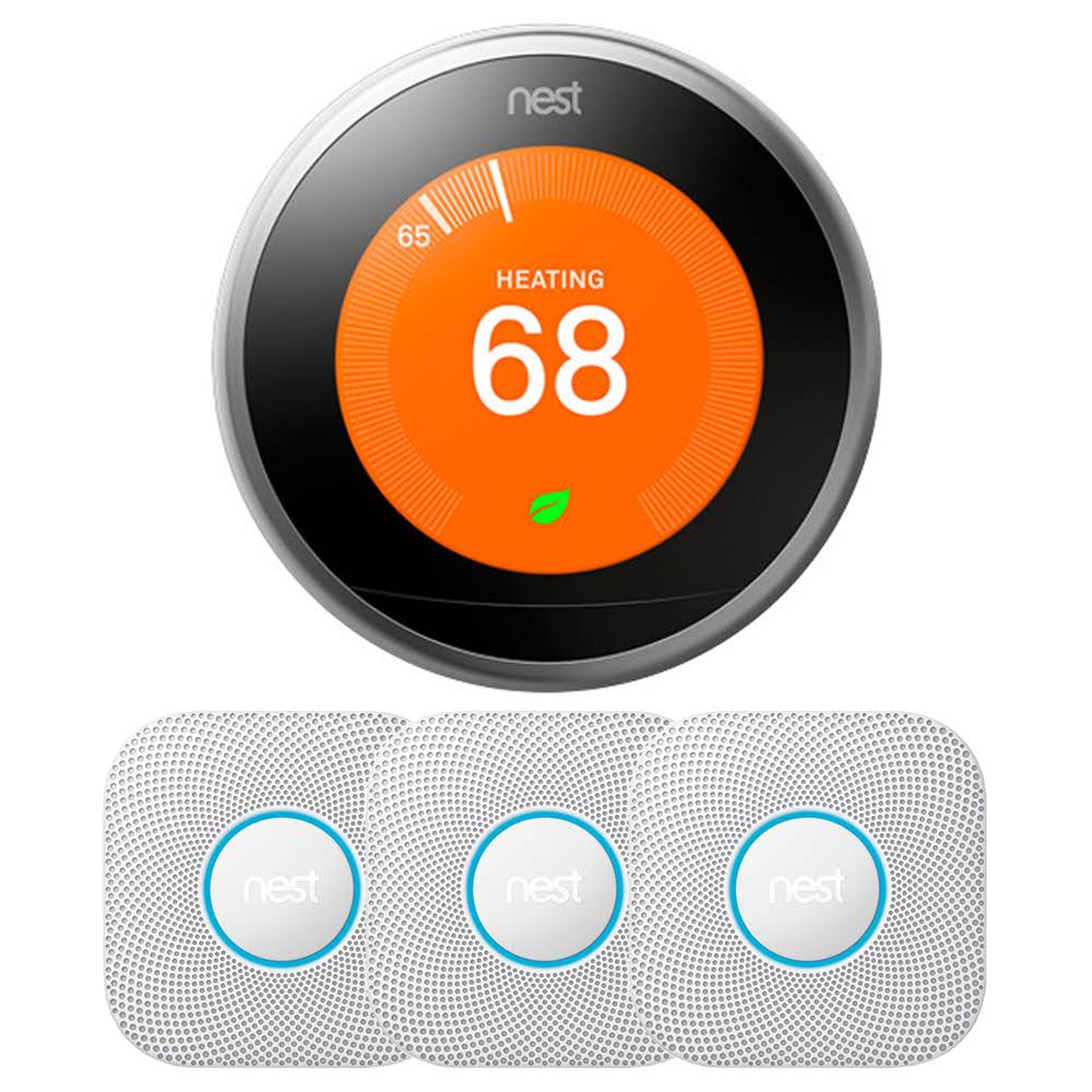 Nest Learning Thermostat 3rd Gen (Stainless Steel) w/ 3Pack Nest